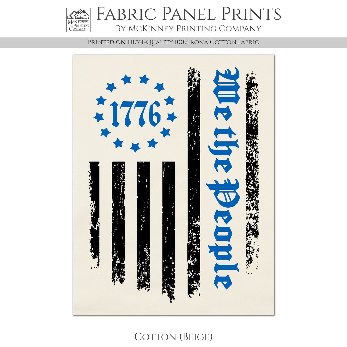 Patriotic Fabric - We The People, 1776 Flag, Veteran, Military, Merica, Block Print Fabric, Quilts of Valor, Quilting, USA, America