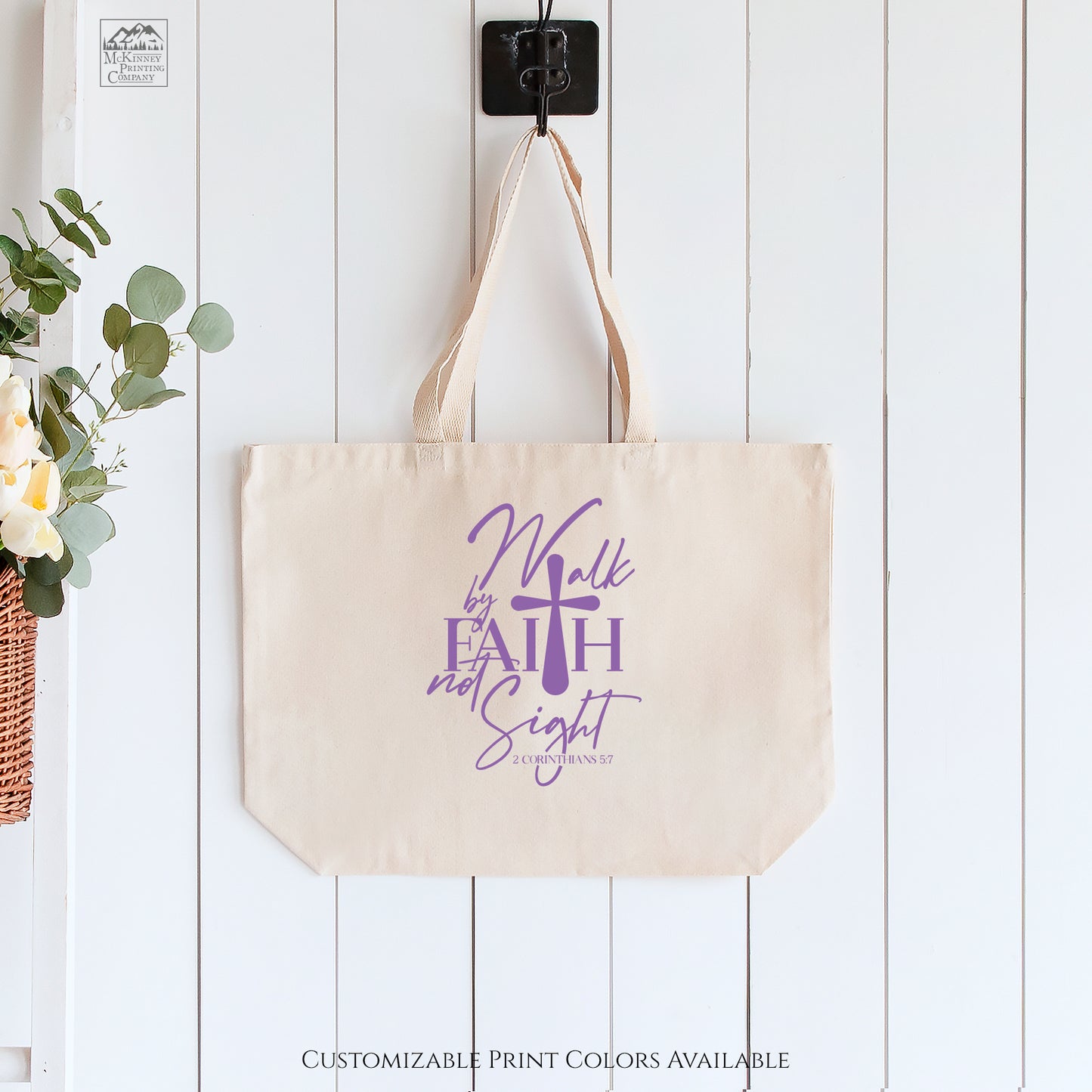 Walk by faith, not by sight - 2 Corinthians 5 7 - Christian Tote Bag, Fabric Shoulder Bag, Christian Gift