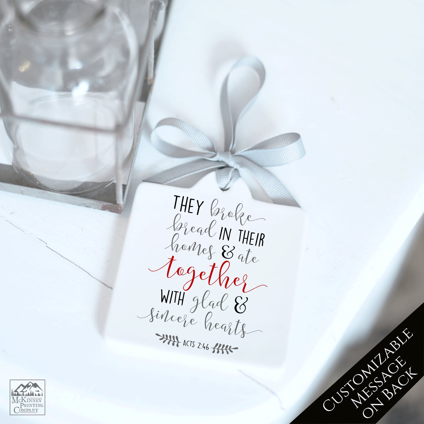 They Broke Bread - Acts 2 46, Keepsake Ornament, Custom Christian Confirmation Gift