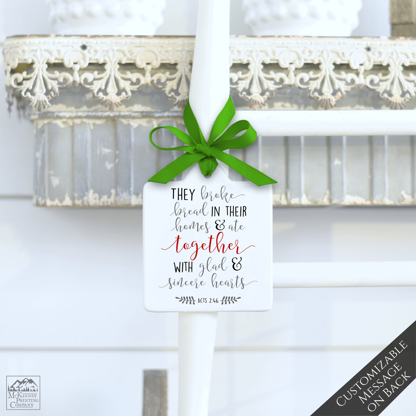 They Broke Bread - Acts 2 46, Keepsake Ornament, Custom Christian Confirmation Gift