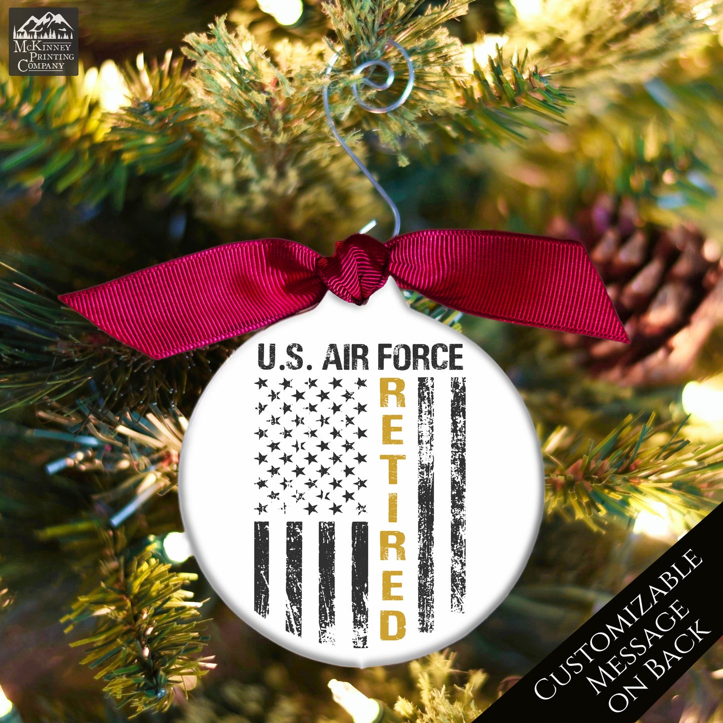 Air Force Ornament - Military, Christmas, Veteran, USAF, Retired, Gift