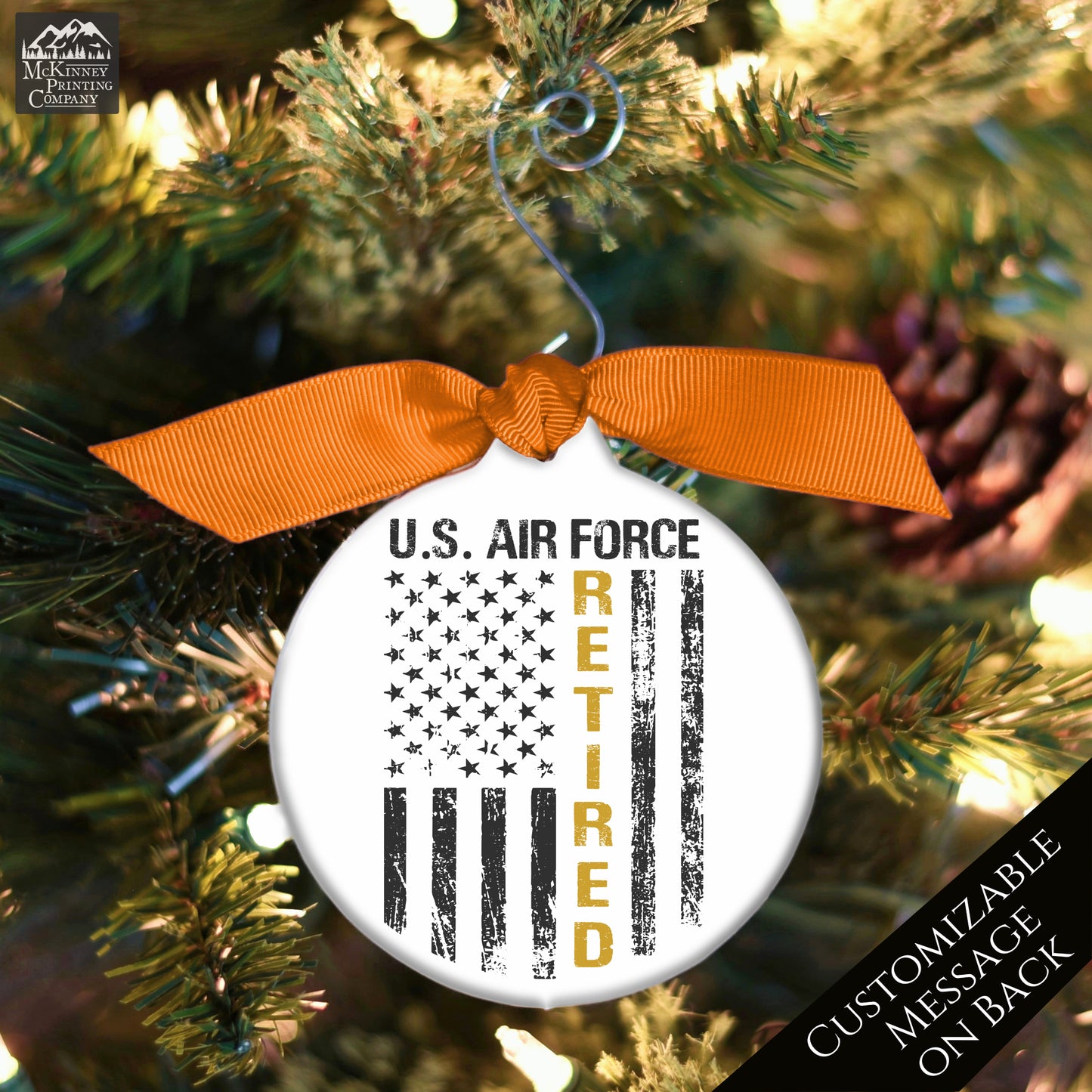Air Force Ornament - Military, Christmas, Veteran, USAF, Retired, Gift
