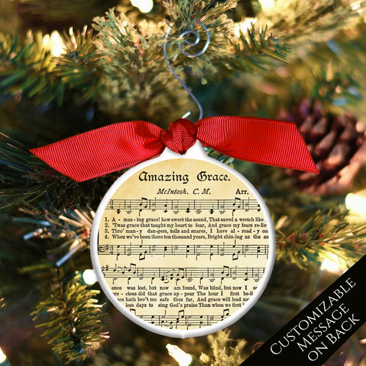 Amazing Grace - Christmas Ornament, Church, Hymn, Vintage Sheet Music