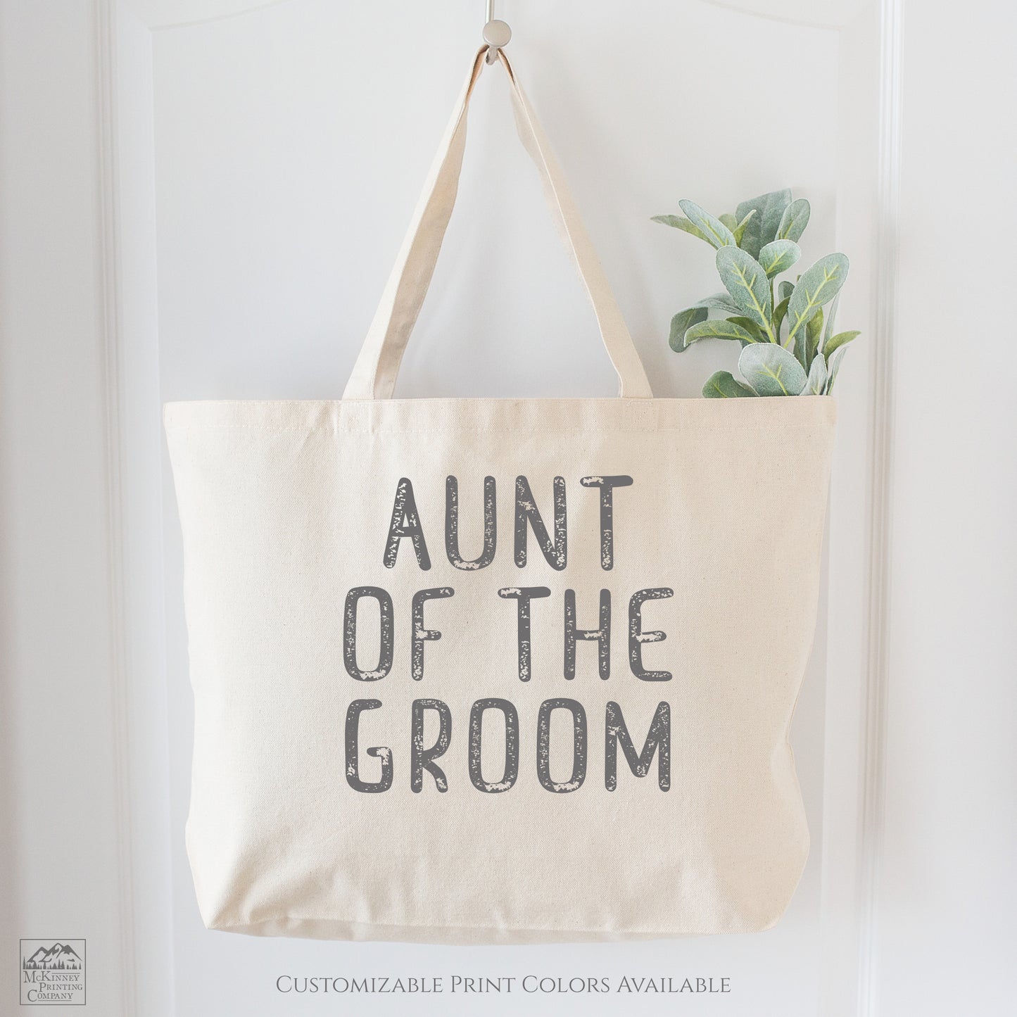 Aunt of the Groom, Canvas Tote Bag, Fabric Shoulder Bag, Wedding Gift, Large