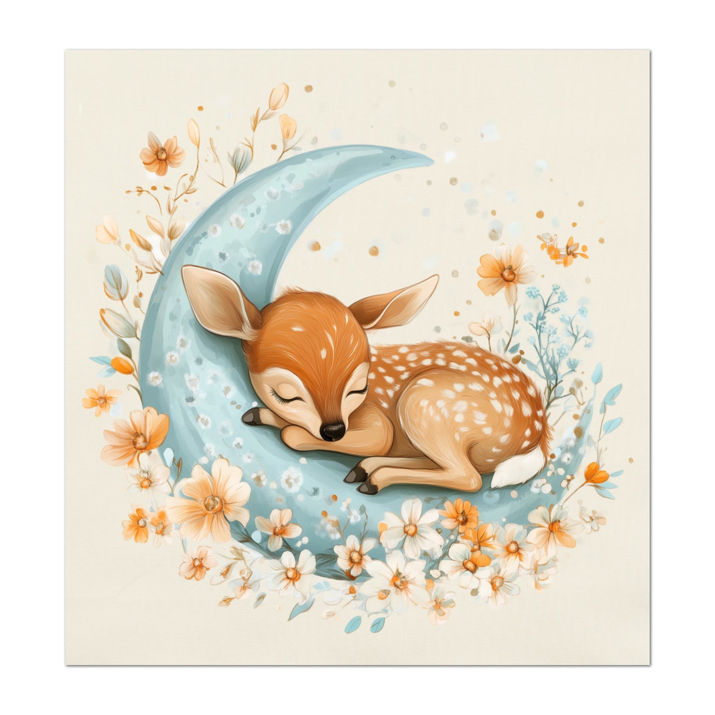 Baby Fabric Panels, Deer, Fawn, Woodland Animal, Canvas, Shower Gift, Nursery Décor, Quilt Block, Wall Art, Cotton, Quilting