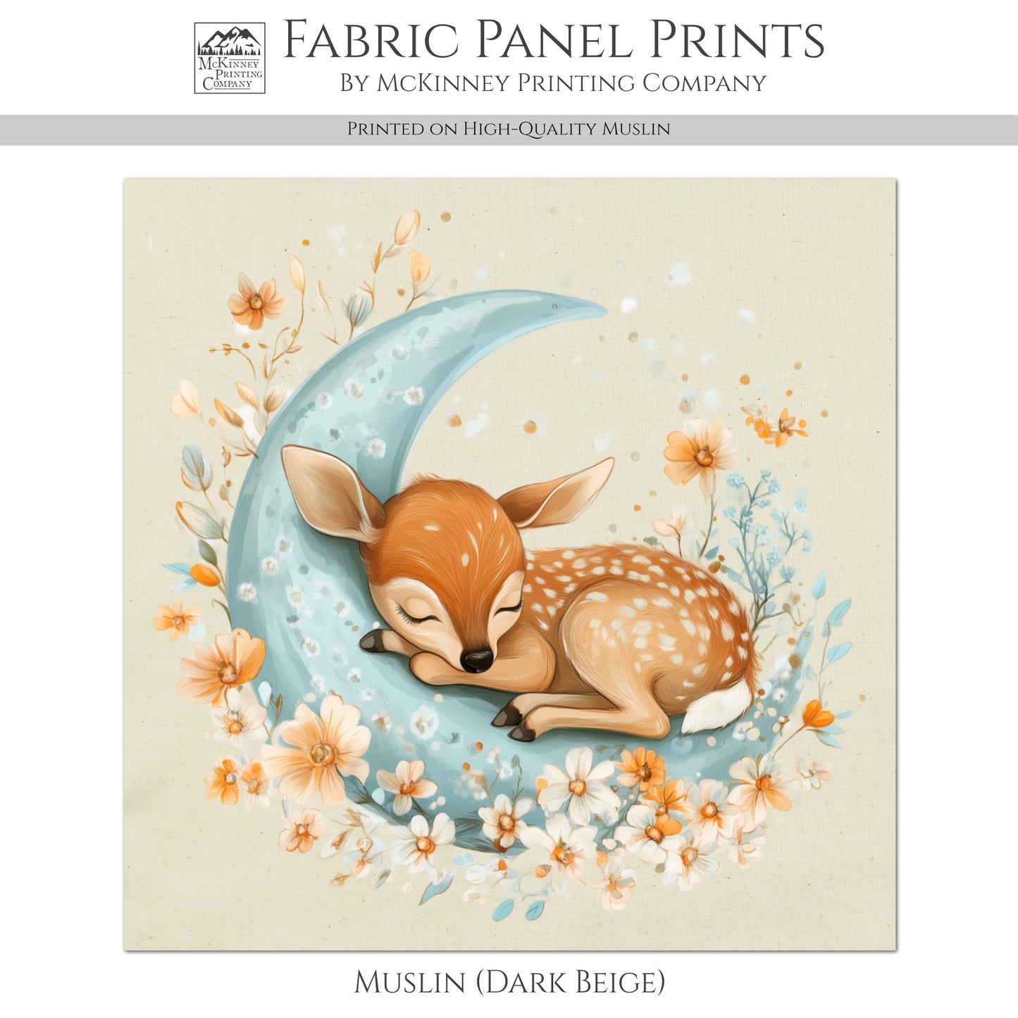 Baby Fabric Panels, Deer, Fawn, Woodland Animal, Canvas, Shower Gift, Nursery Décor, Quilt Block, Wall Art, Cotton, Quilting