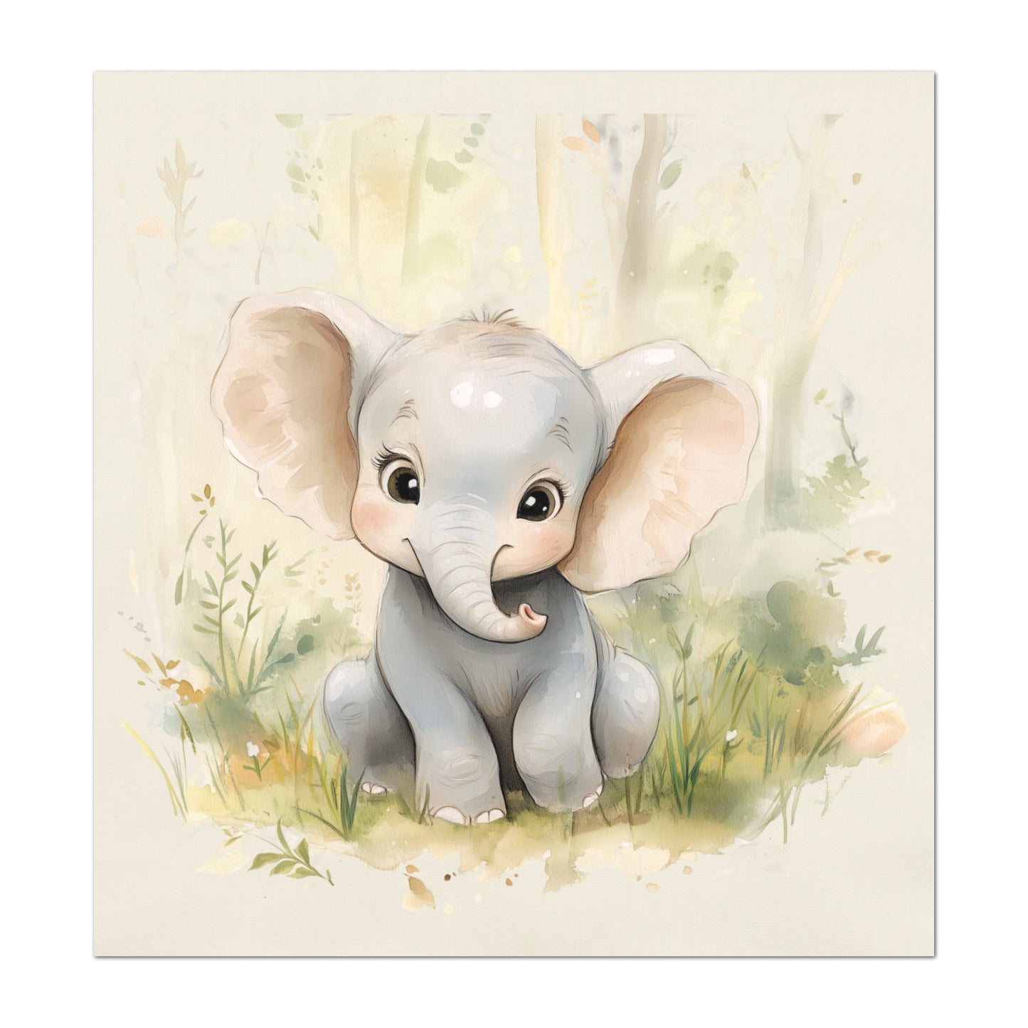 Elephant Fabric - Baby Fabric Panels, Canvas, Shower Gift, Nursery Décor, Quilt Block, Wall Art, Cotton, Quilting