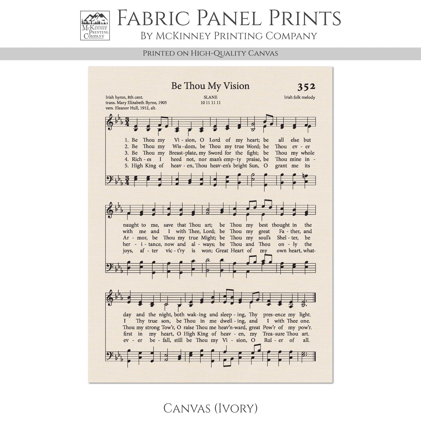 Be Thou My Vision - Religious Fabric, Christian, Hymn Wall Art, Vintage Sheet Music, Quilting, Quilt, Cotton, Sewing, Cotton