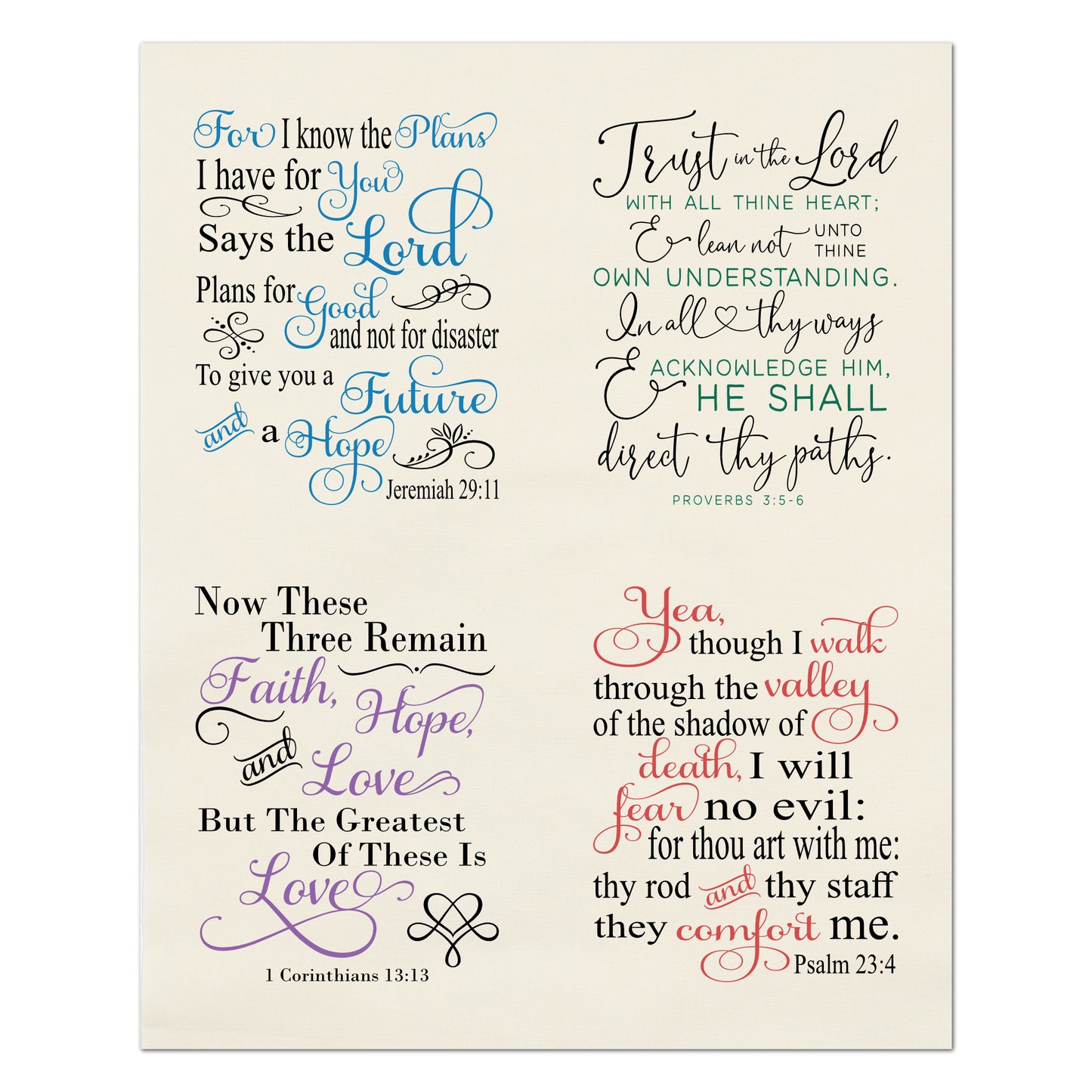 Trust In The Lord - Fabric Panel, Psalm 23, Jeremiah 29, Proverbs, Prayer Quilt, Pocket Prayer, Christian, Quilting