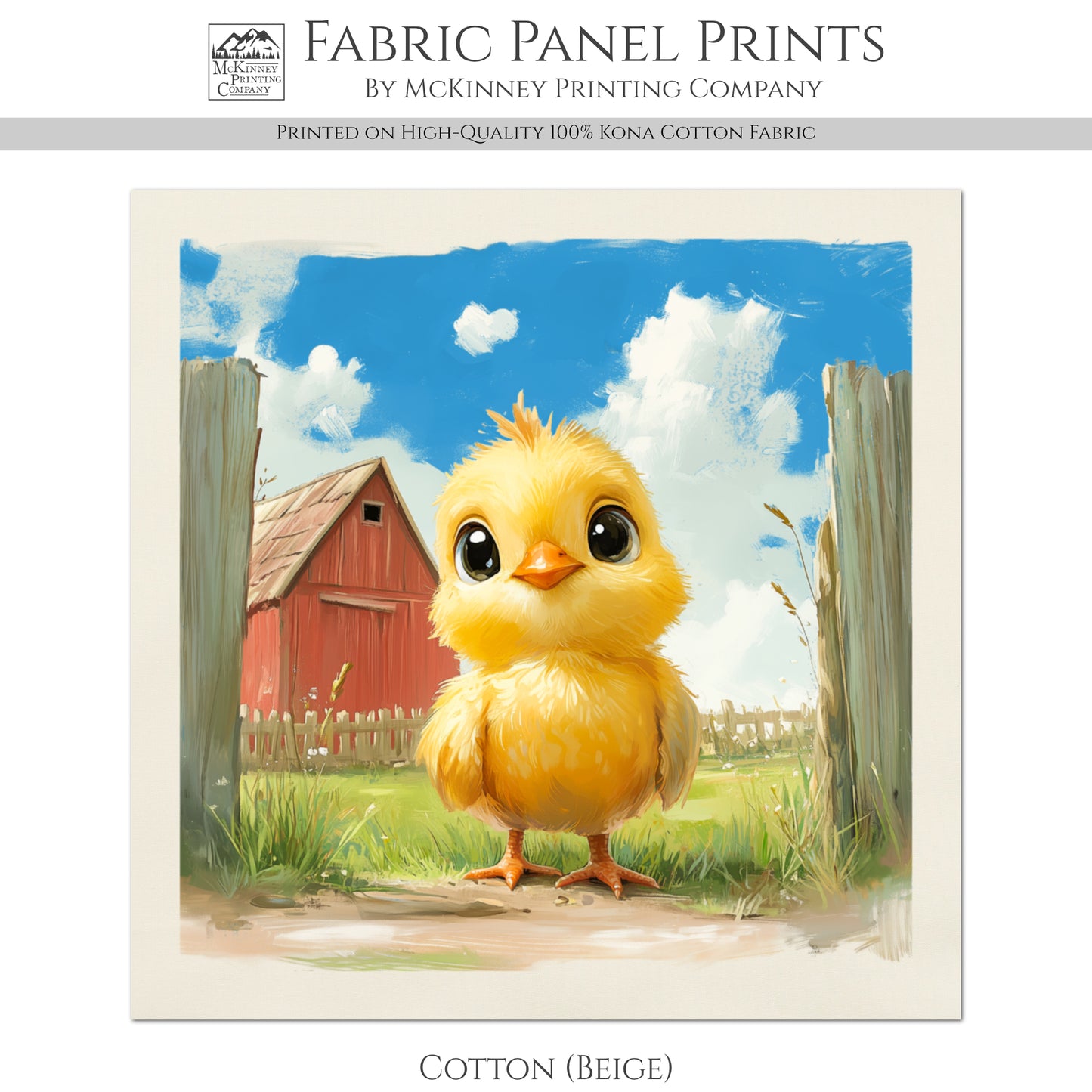 Farm Animal Fabric - Chicken Fabric, Baby Fabric Panels, Cotton, Nursery Décor, Infant, Quilt Block, Wall Art, Quilting, Sewing