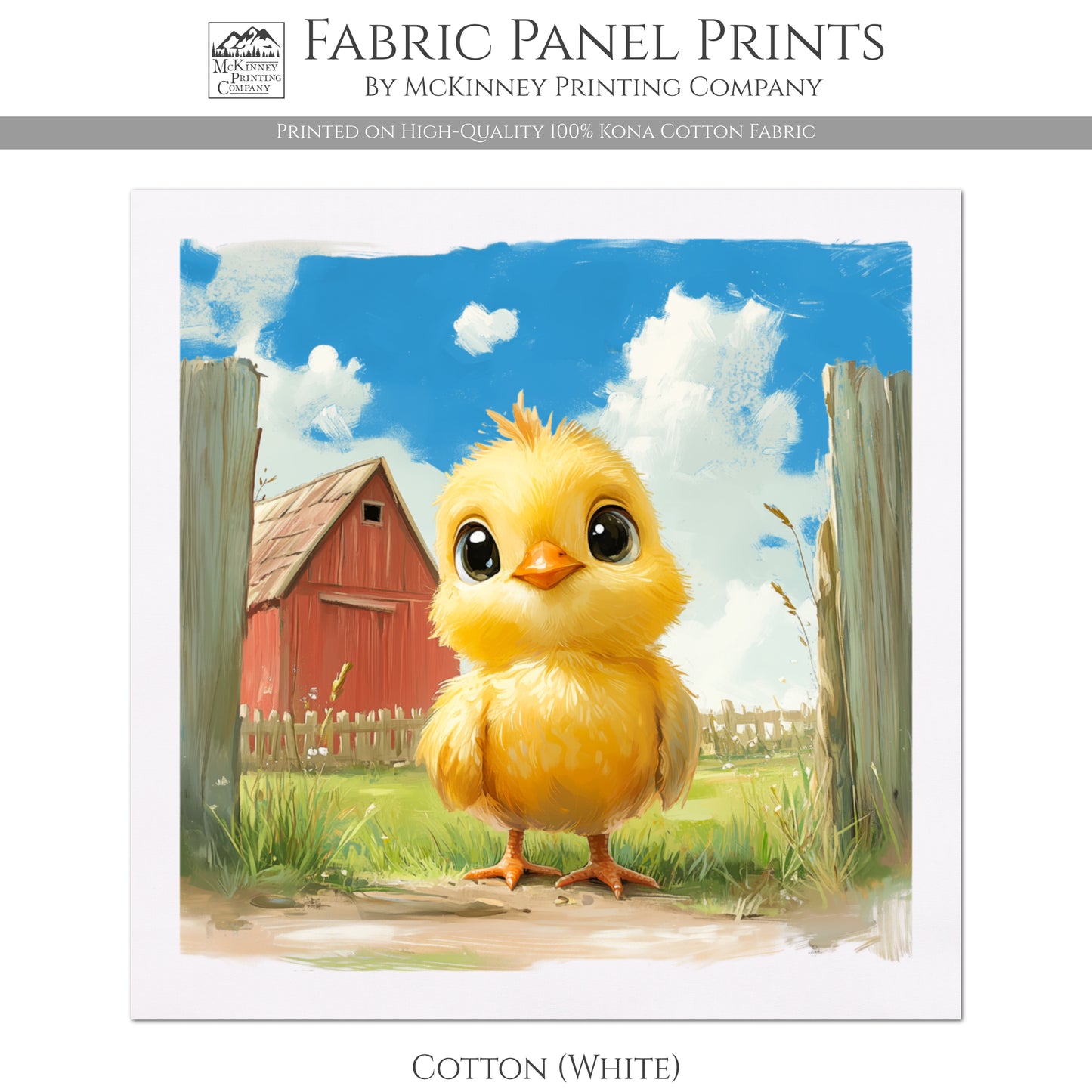 Farm Animal Fabric - Chicken Fabric, Baby Fabric Panels, Cotton, Nursery Décor, Infant, Quilt Block, Wall Art, Quilting, Sewing