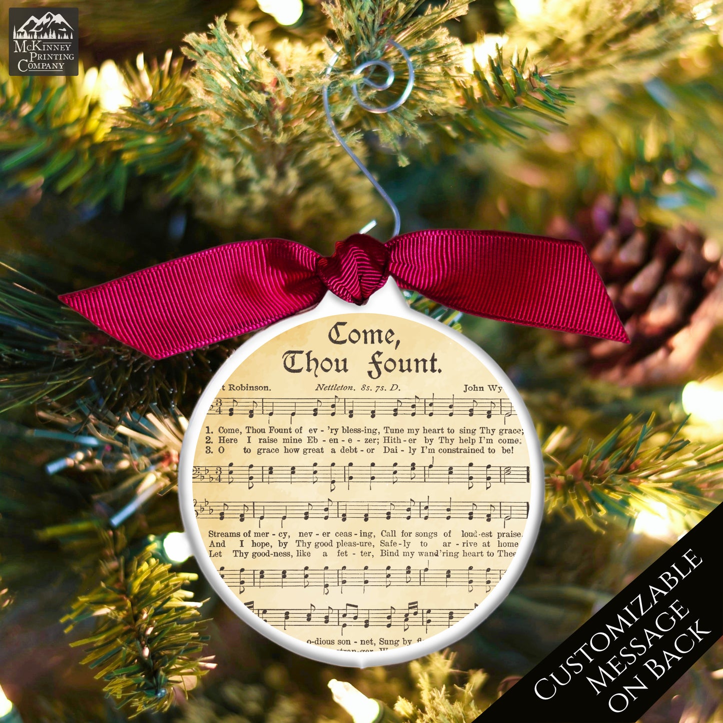 Come Thou Fount - Christmas Ornament, Hymn, Vintage Sheet Music, Song