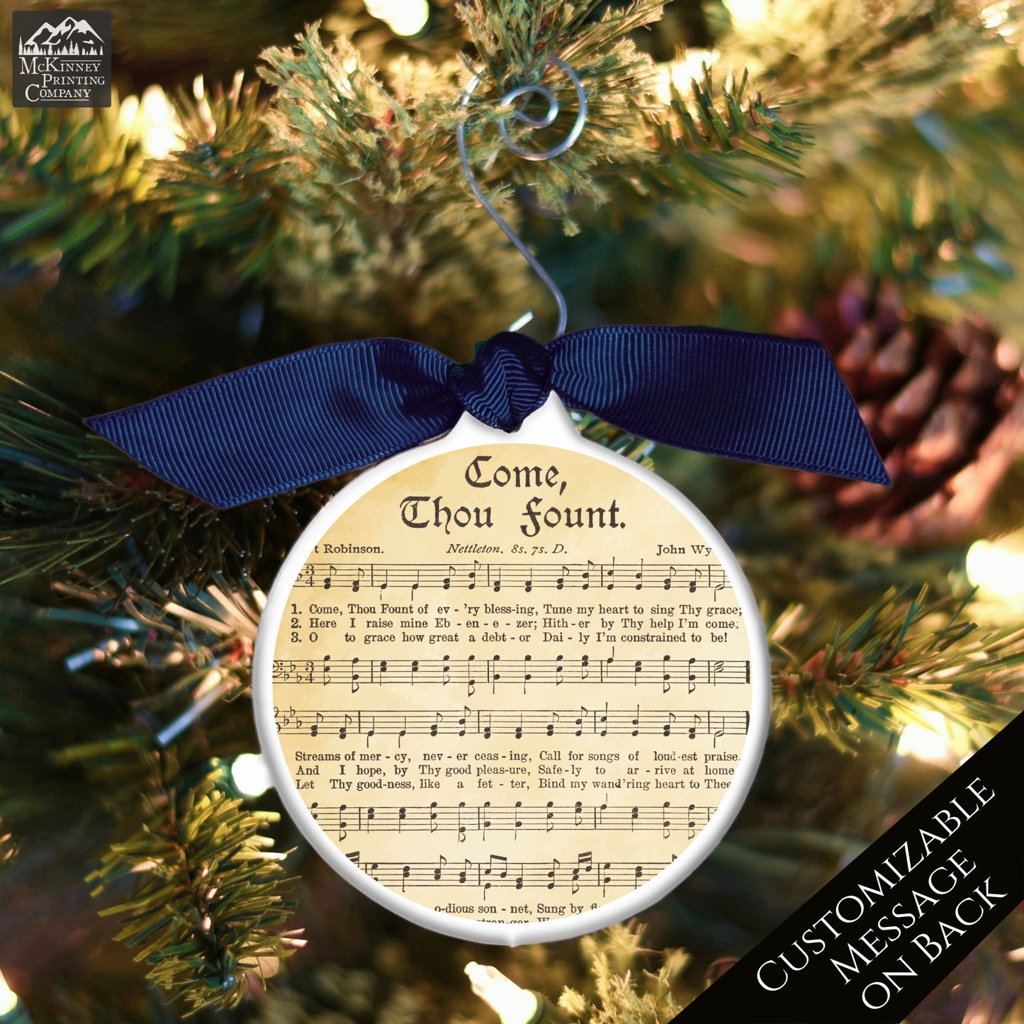 Come Thou Fount - Christmas Ornament, Hymn, Vintage Sheet Music, Song