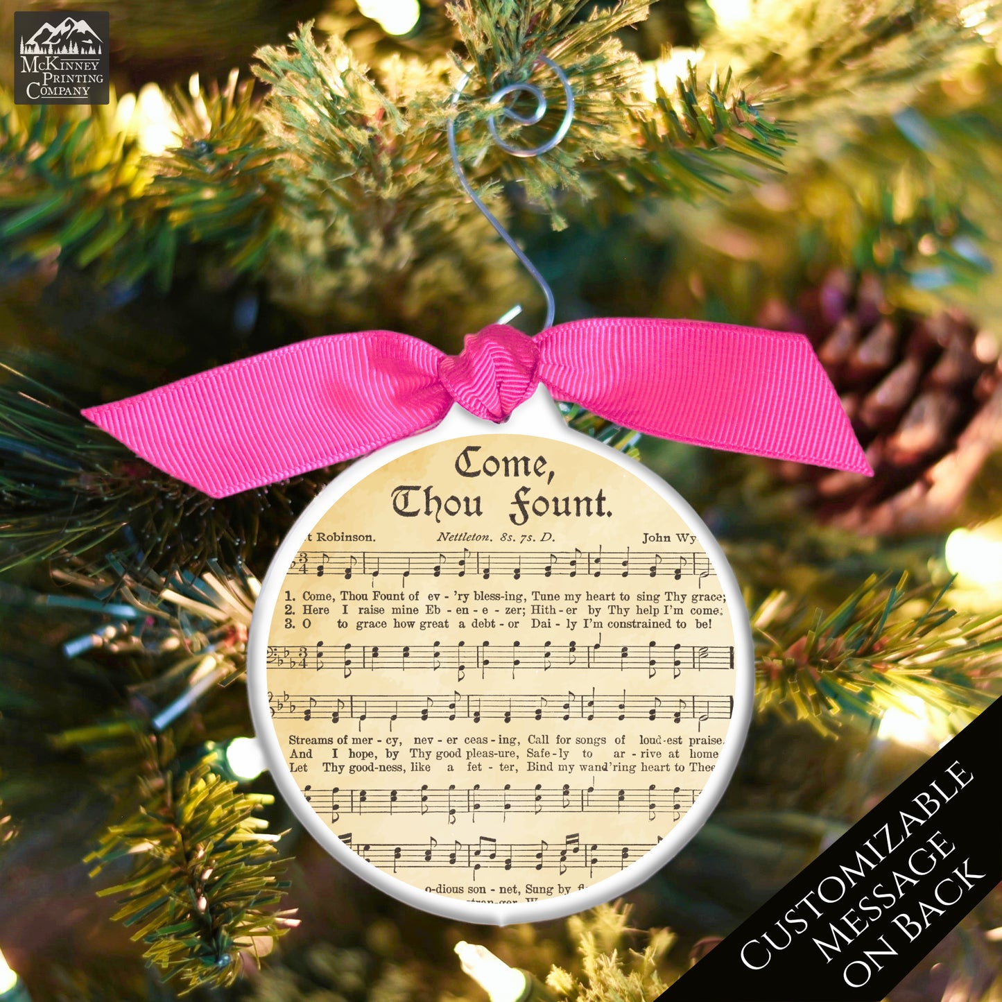 Come Thou Fount - Christmas Ornament, Hymn, Vintage Sheet Music, Song
