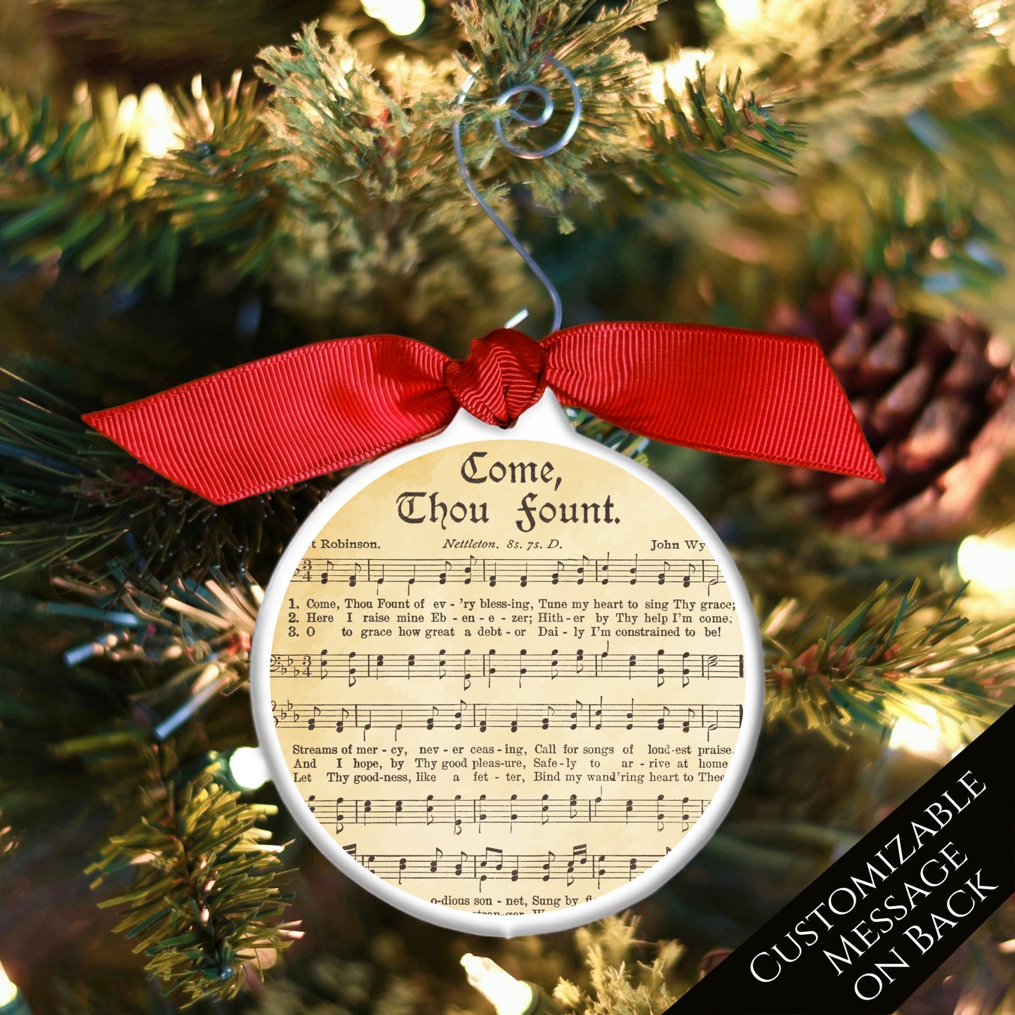 Come Thou Fount - Christmas Ornament, Hymn, Vintage Sheet Music, Song