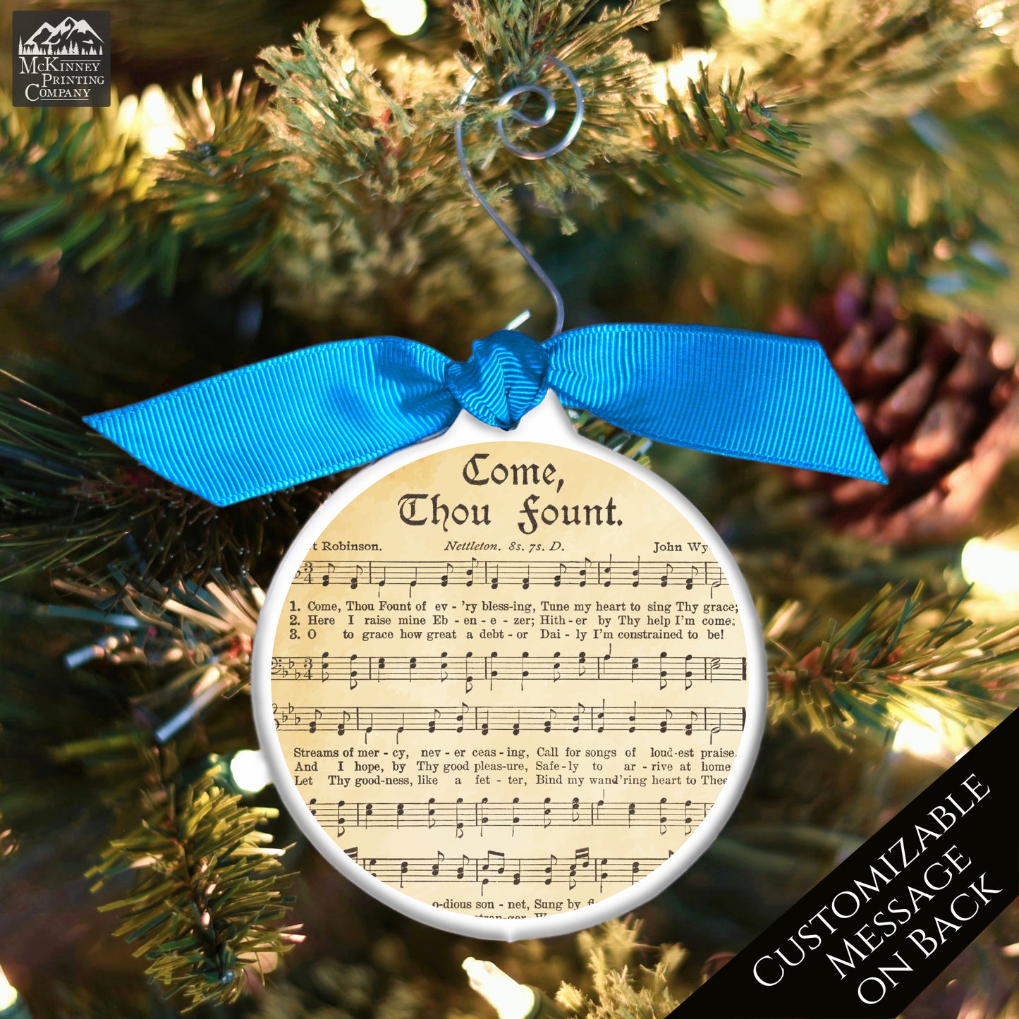Come Thou Fount - Christmas Ornament, Hymn, Vintage Sheet Music, Song