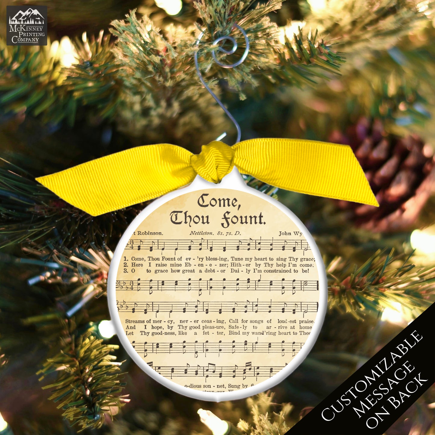 Come Thou Fount - Christmas Ornament, Hymn, Vintage Sheet Music, Song