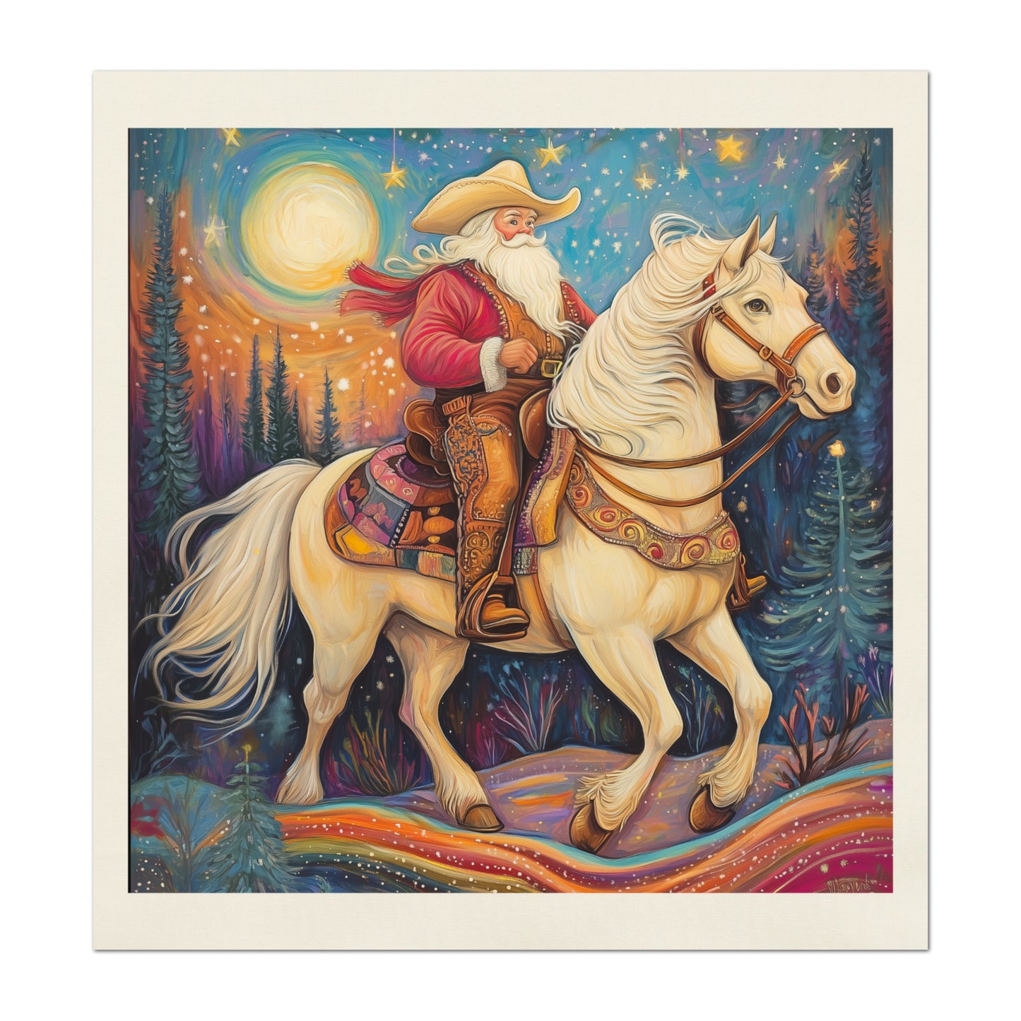 Christmas Fabric Panels, Horse Fabric, Cowboy, Santa, Western, Country, Cotton, Large Print, Block Print, Quilting, Quilt, Sewing