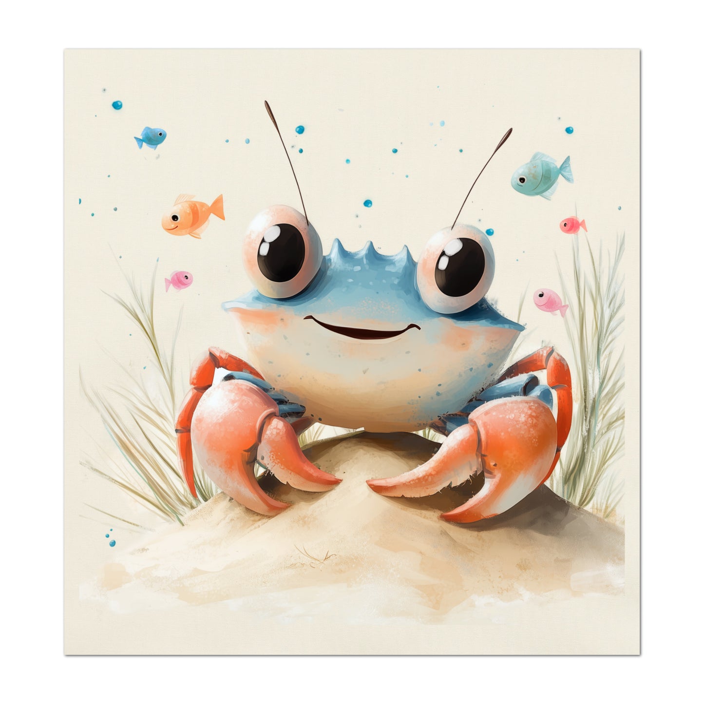 Crab Fabric - Baby Fabric Panels, Sea, Ocean, Boy, Blanket, Nursery Décor, Quilt Block, Cotton, Quilting (Copy)