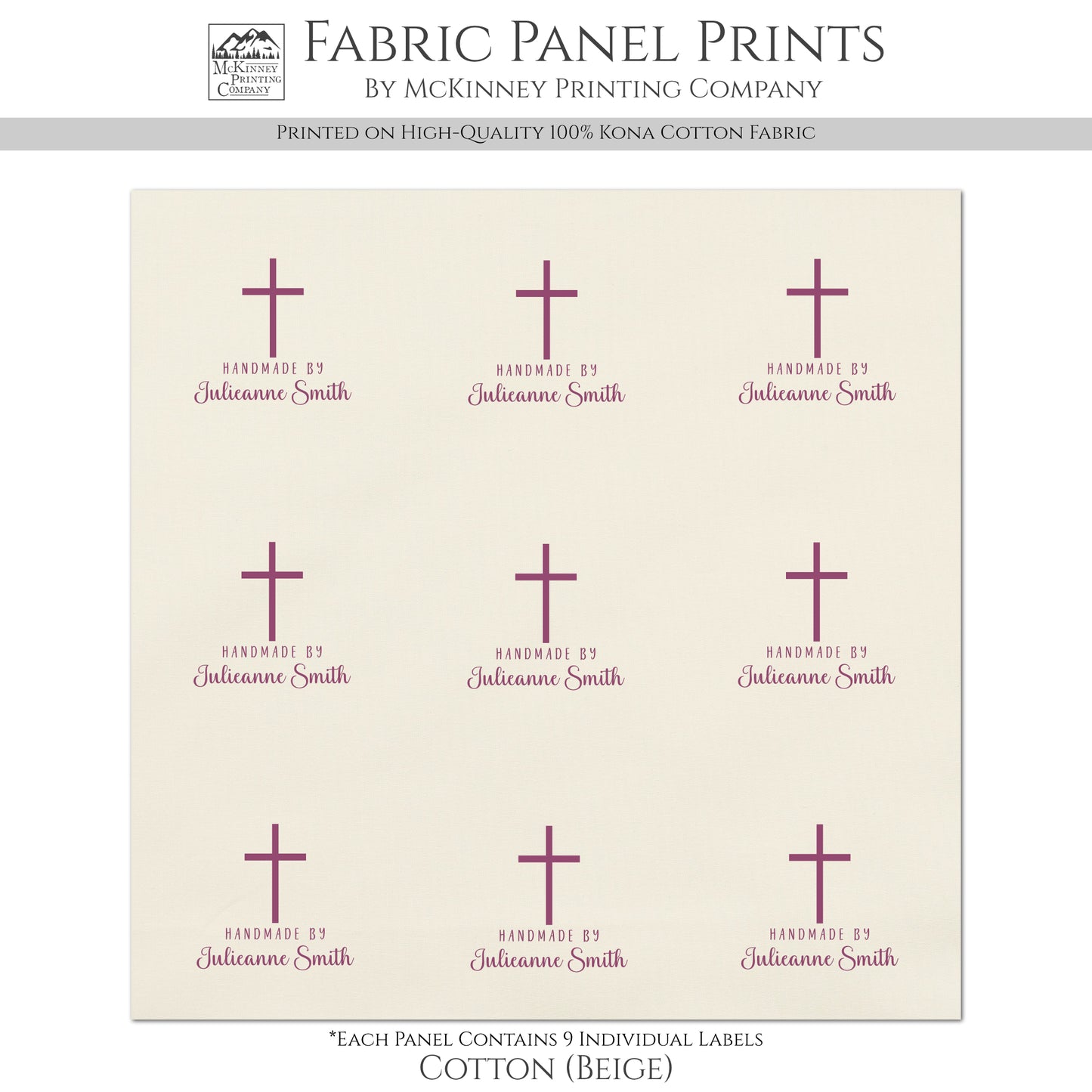 Quilt Labels - Cristian, Cross, Handmade, Fabric Tags, Personalized, Custom, Quilting, Craft, Sewing, Tags
