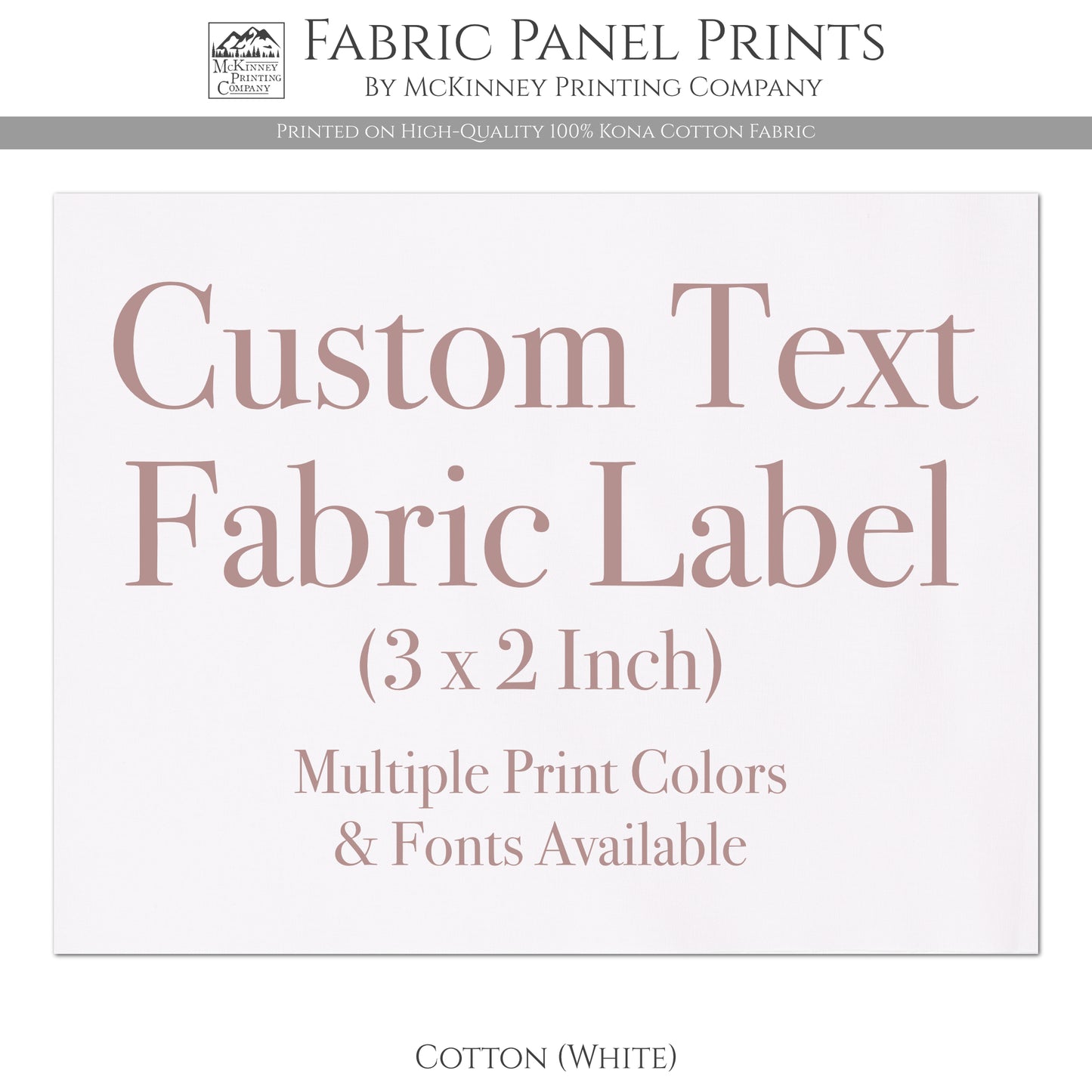 Custom Fabric Labels, Tags - 3 x 2 Inch - Kona Cotton Fabric, White