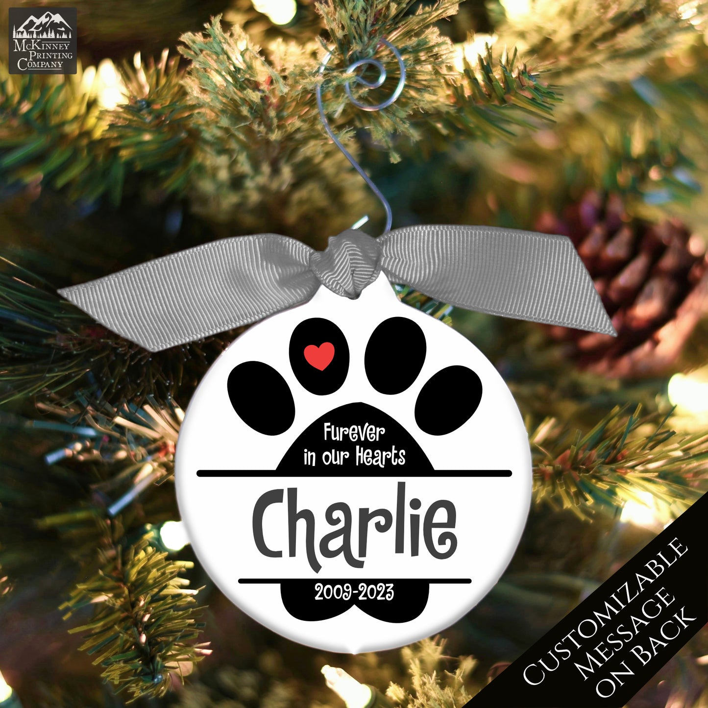 Pet Memorial Gift - Custom Ornament, Dog, Cat, Christmas, Xmas