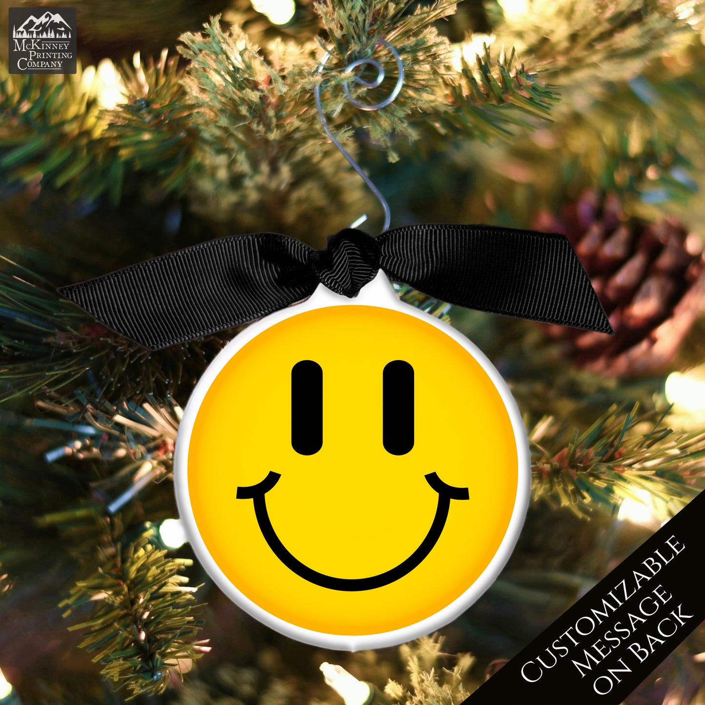 Emoji Christmas - Ornament, Smiley Face, Yellow, Funny, Cute