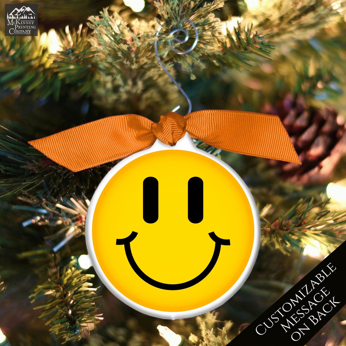 Emoji Christmas - Ornament, Smiley Face, Yellow, Funny, Cute