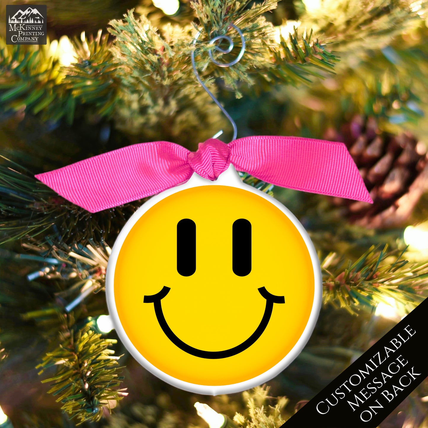 Emoji Christmas - Ornament, Smiley Face, Yellow, Funny, Cute