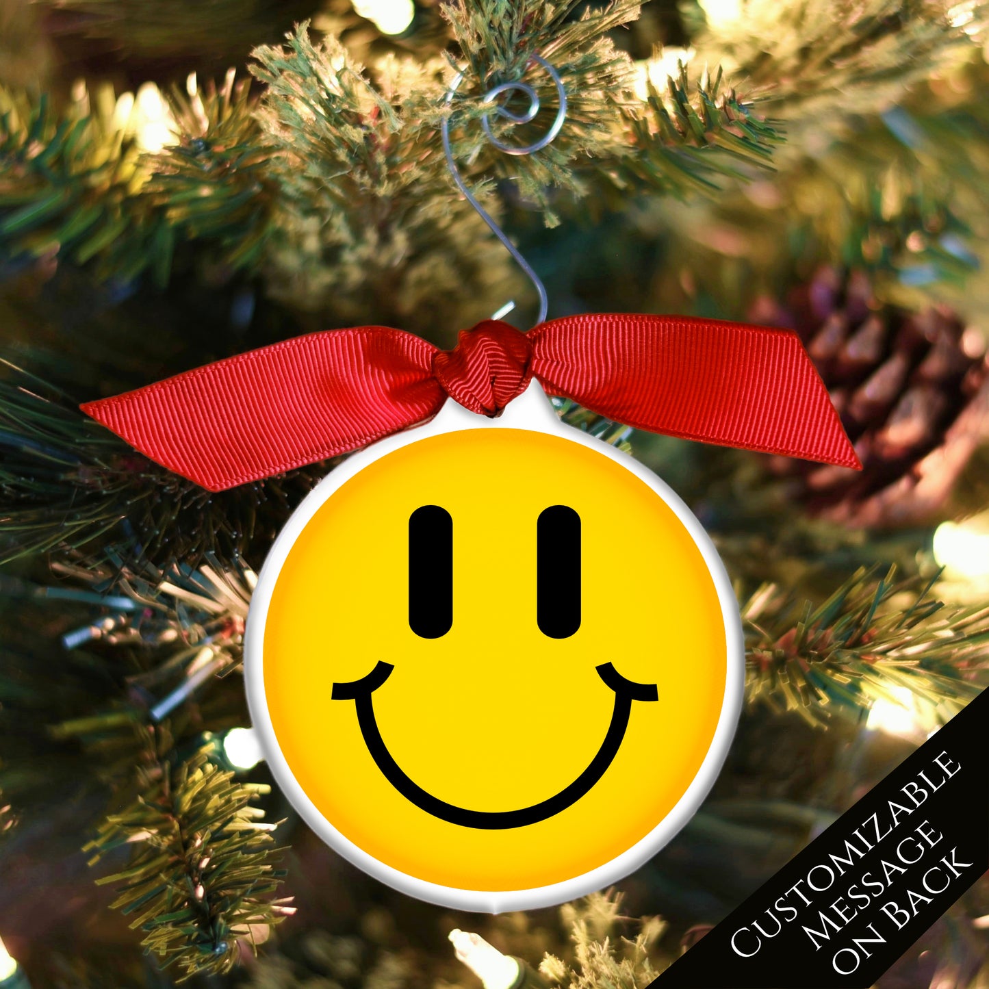 Emoji Christmas - Ornament, Smiley Face, Yellow, Funny, Cute
