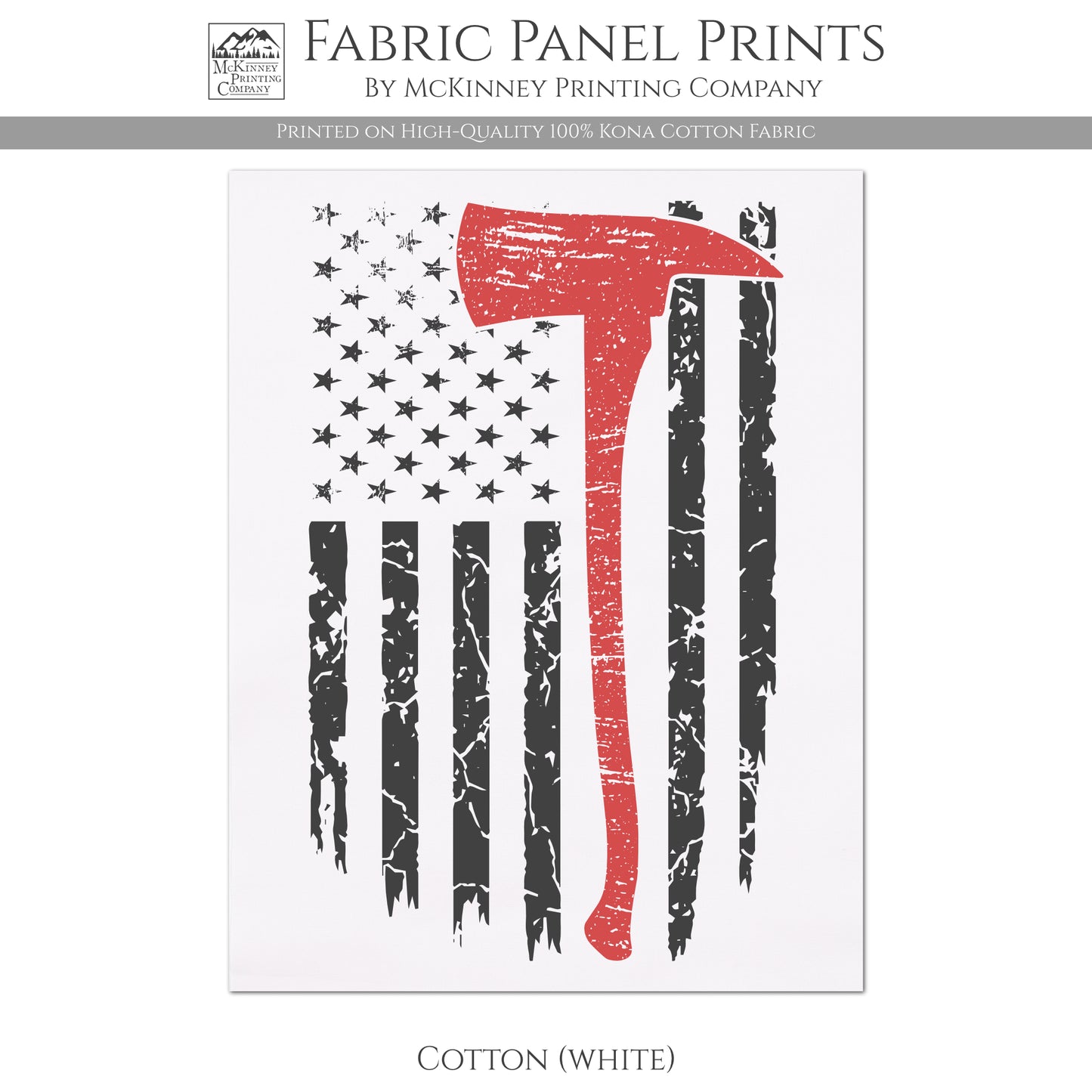 Fireman Appreciation - Firefighter, Retirement, Wife, Mom, Dad, Gift, Patriotic Fabric, Memorial, Flag, Block Print Fabric, Quilt, Quilting
