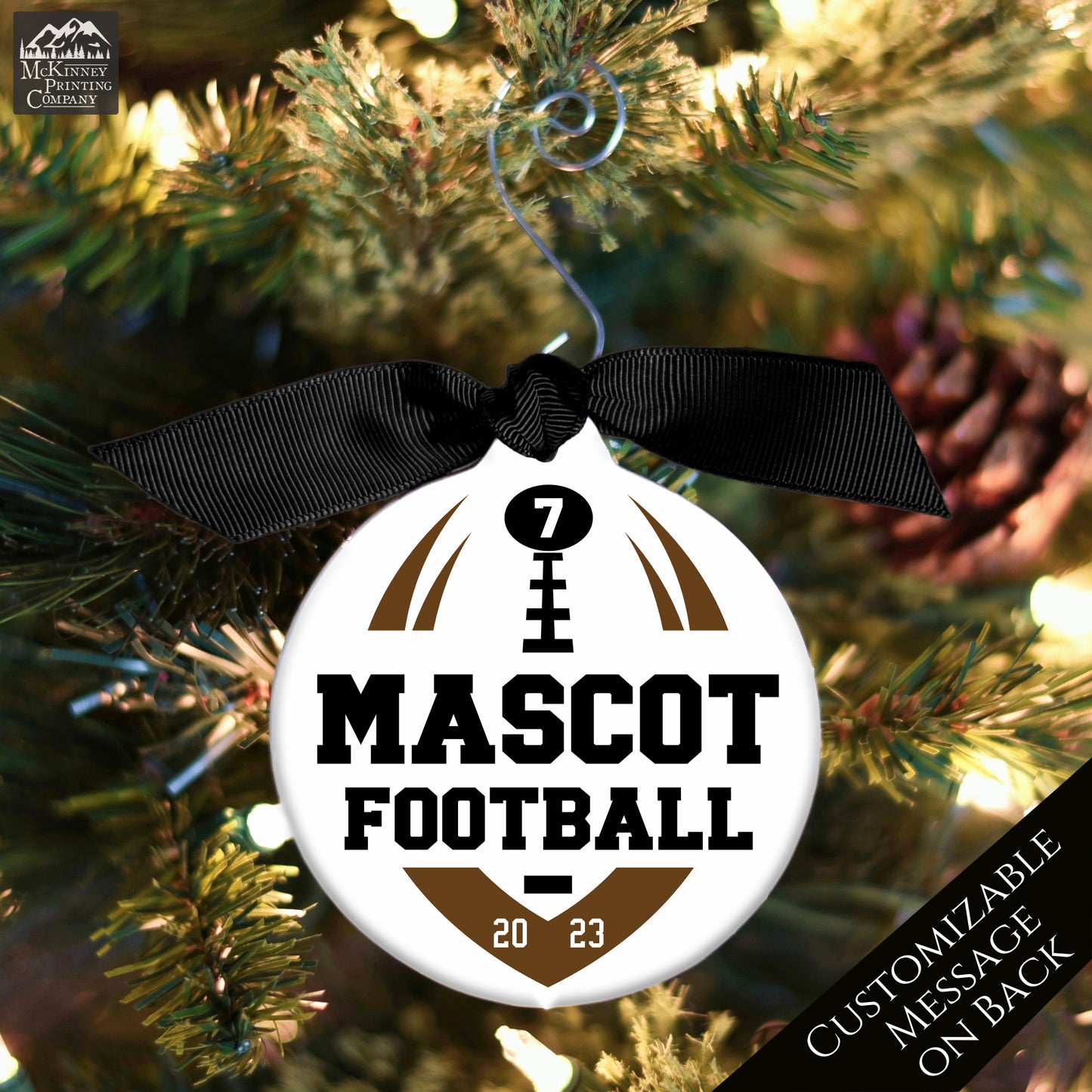 Football Ornament - Christmas Tree, High School, Coach, Custom