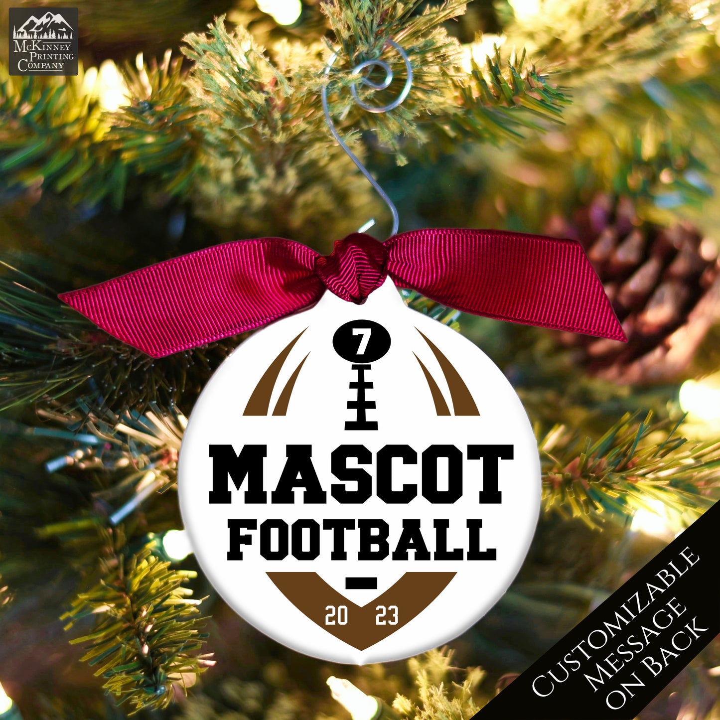 Football Ornament - Christmas Tree, High School, Coach, Custom