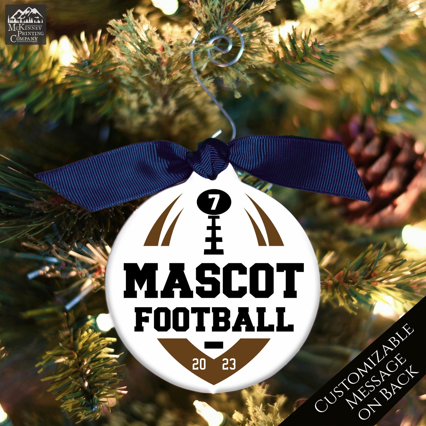 Football Ornament - Christmas Tree, High School, Coach, Custom