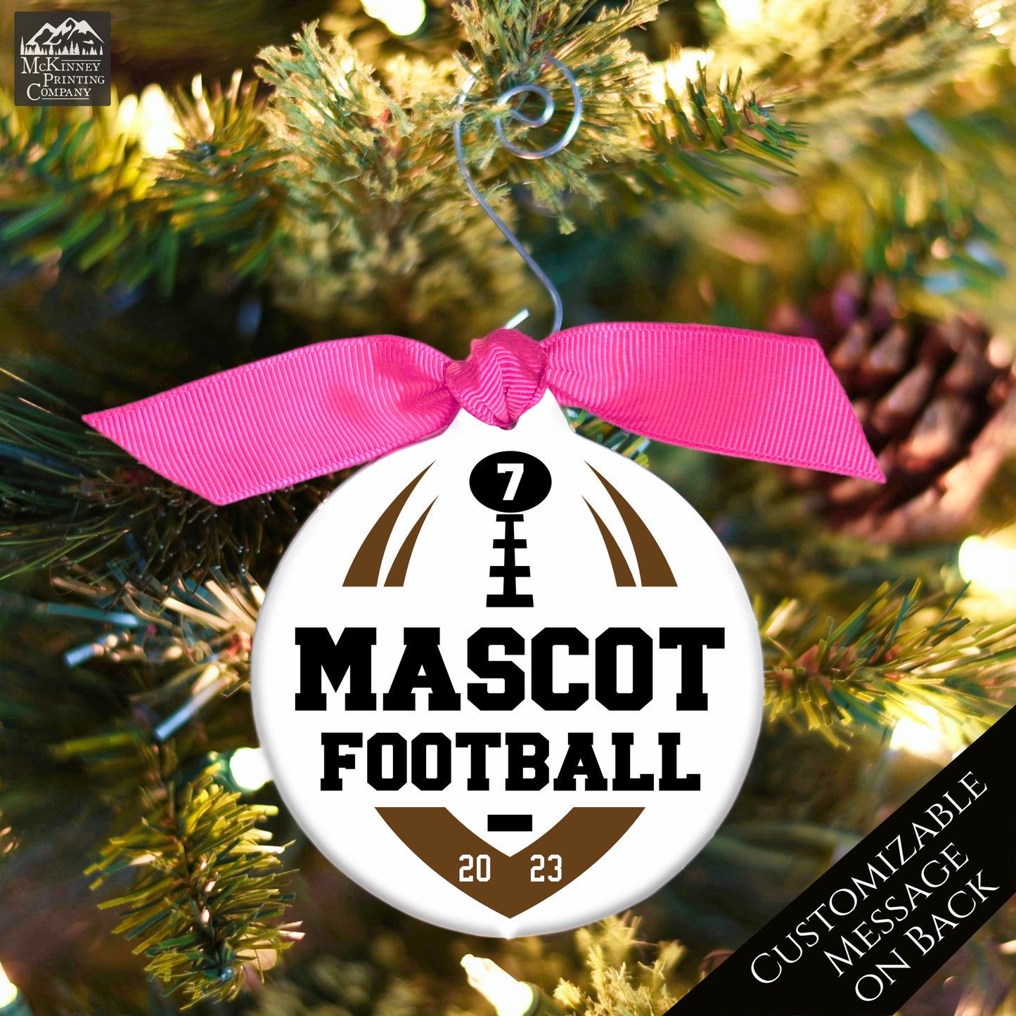 Football Ornament - Christmas Tree, High School, Coach, Custom