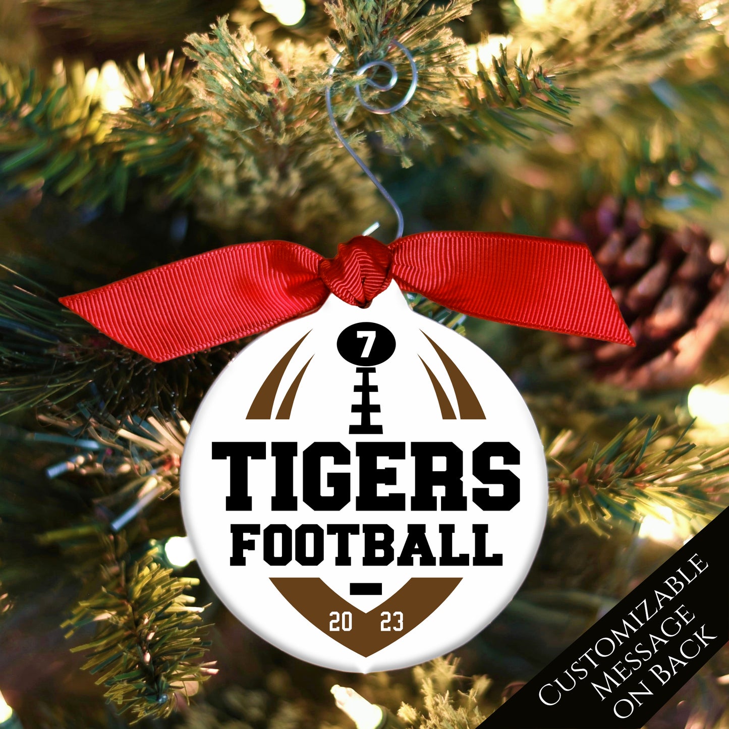Football Ornament - Christmas Tree, High School, Coach, Custom