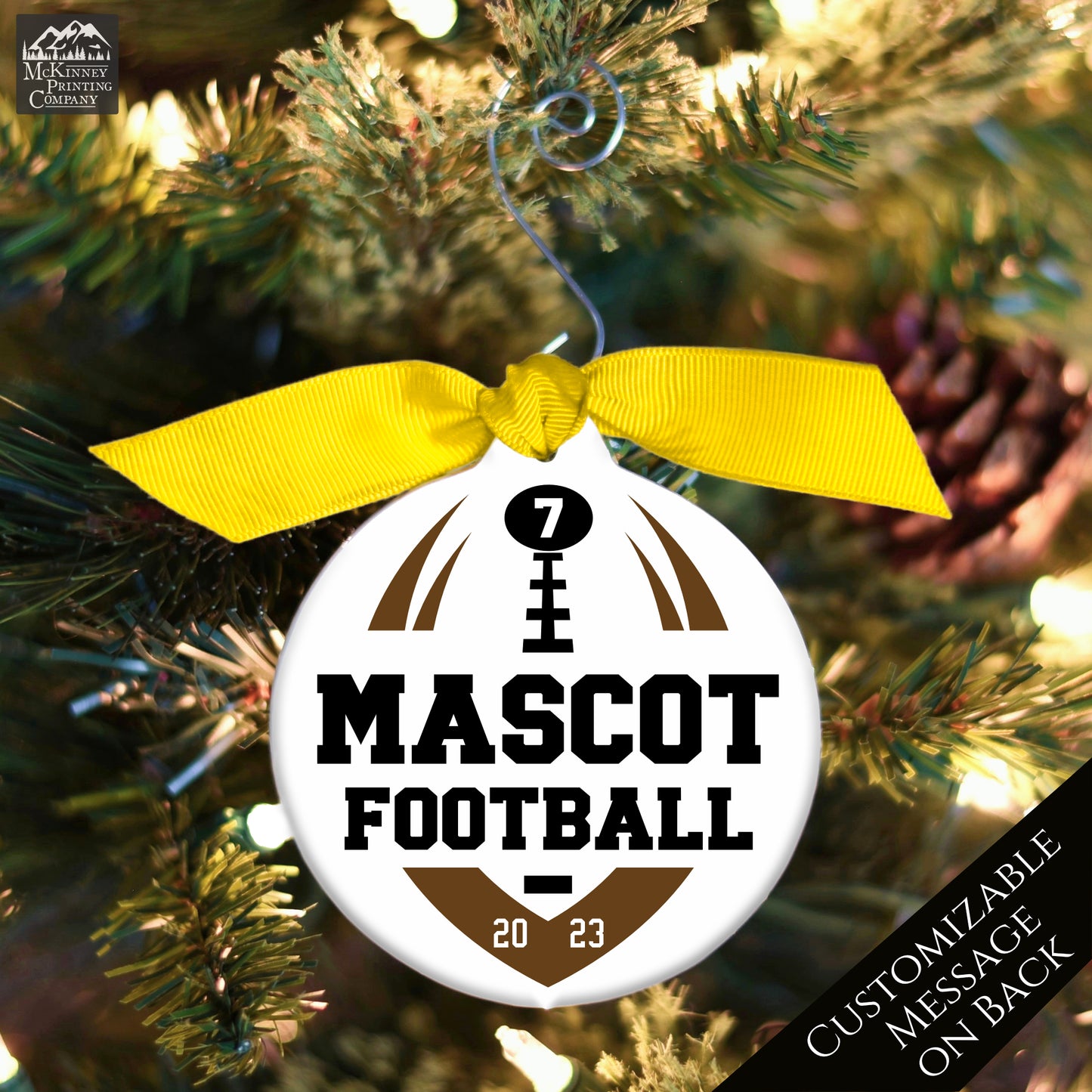 Football Ornament - Christmas Tree, High School, Coach, Custom