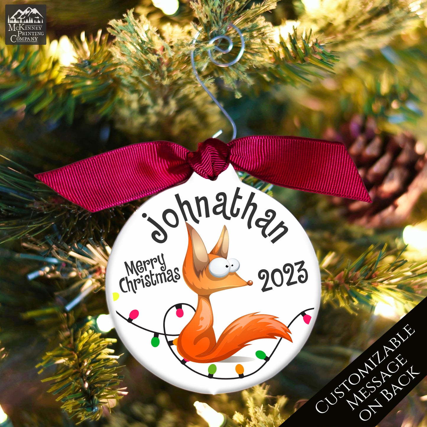 Fox Ornament - Funny Christmas Gift, Baby's First Christmas, Custom