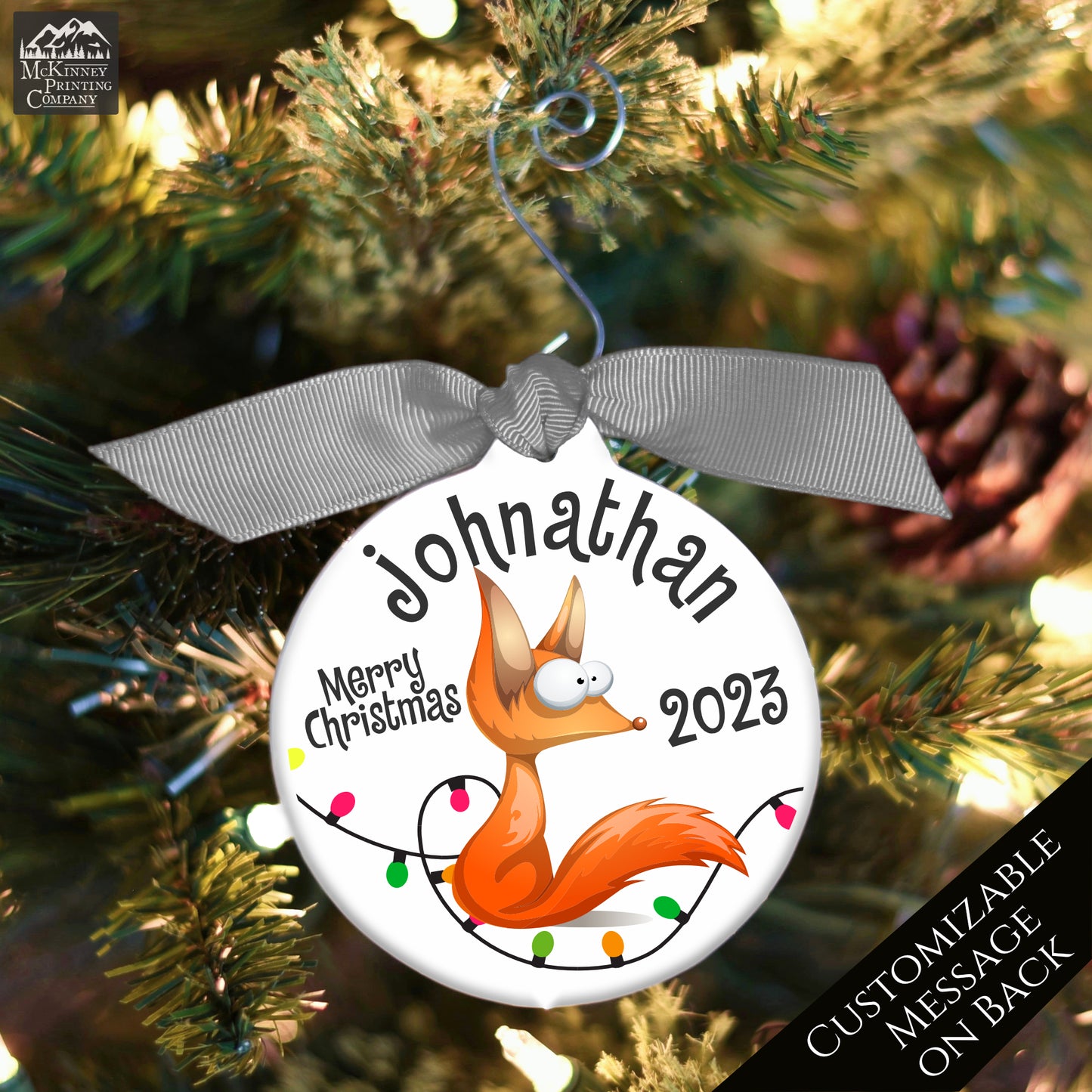 Fox Ornament - Funny Christmas Gift, Baby's First Christmas, Custom