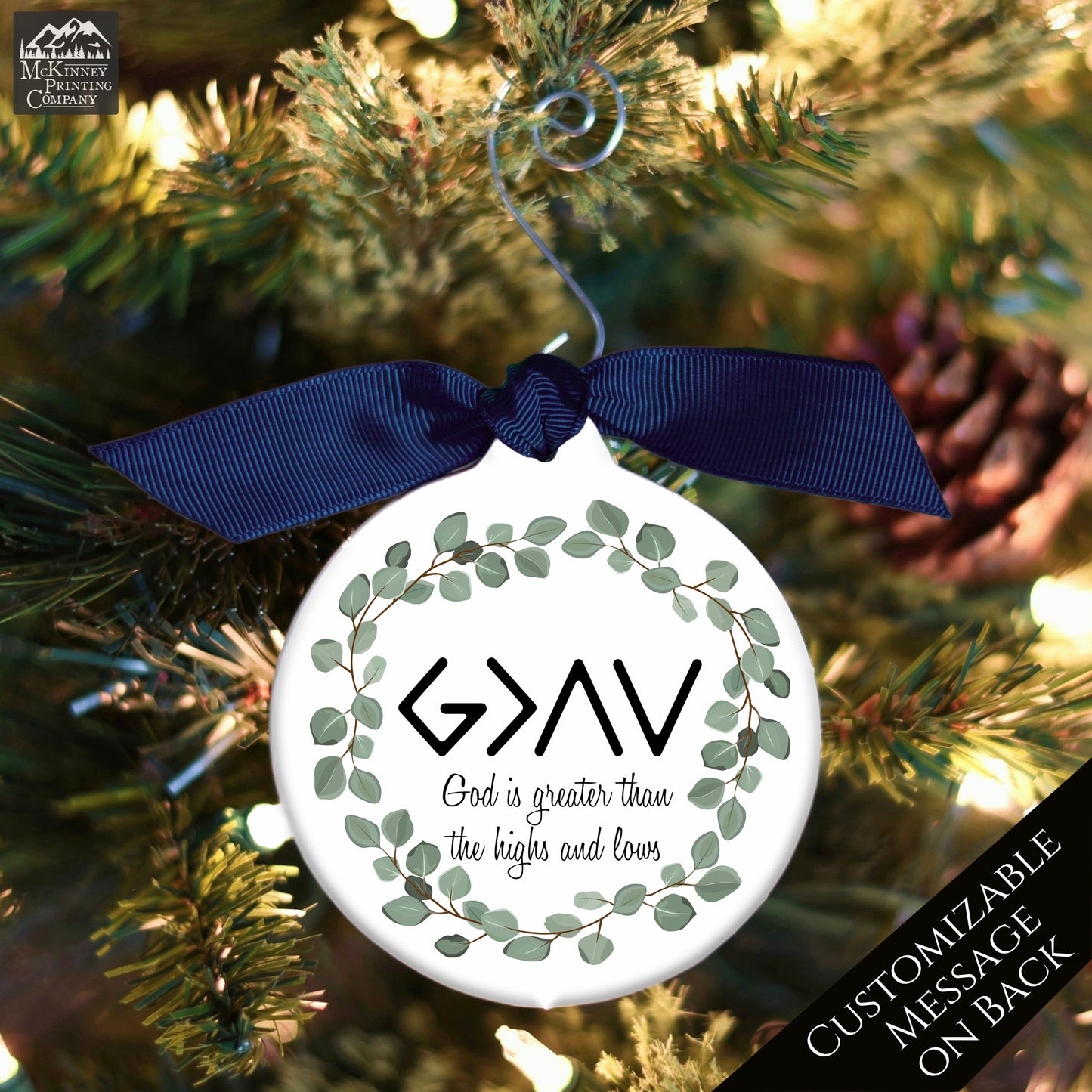 God is Greater than the Highs and Lows - Religious Ornament, Custom Christmas Gift