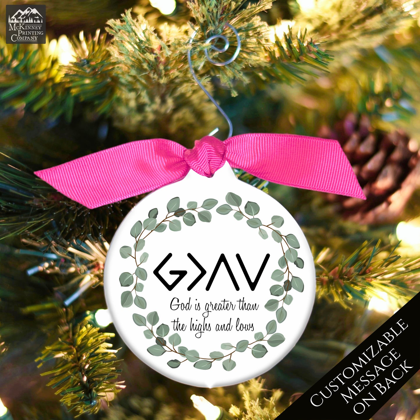 God is Greater than the Highs and Lows - Religious Ornament, Custom Christmas Gift