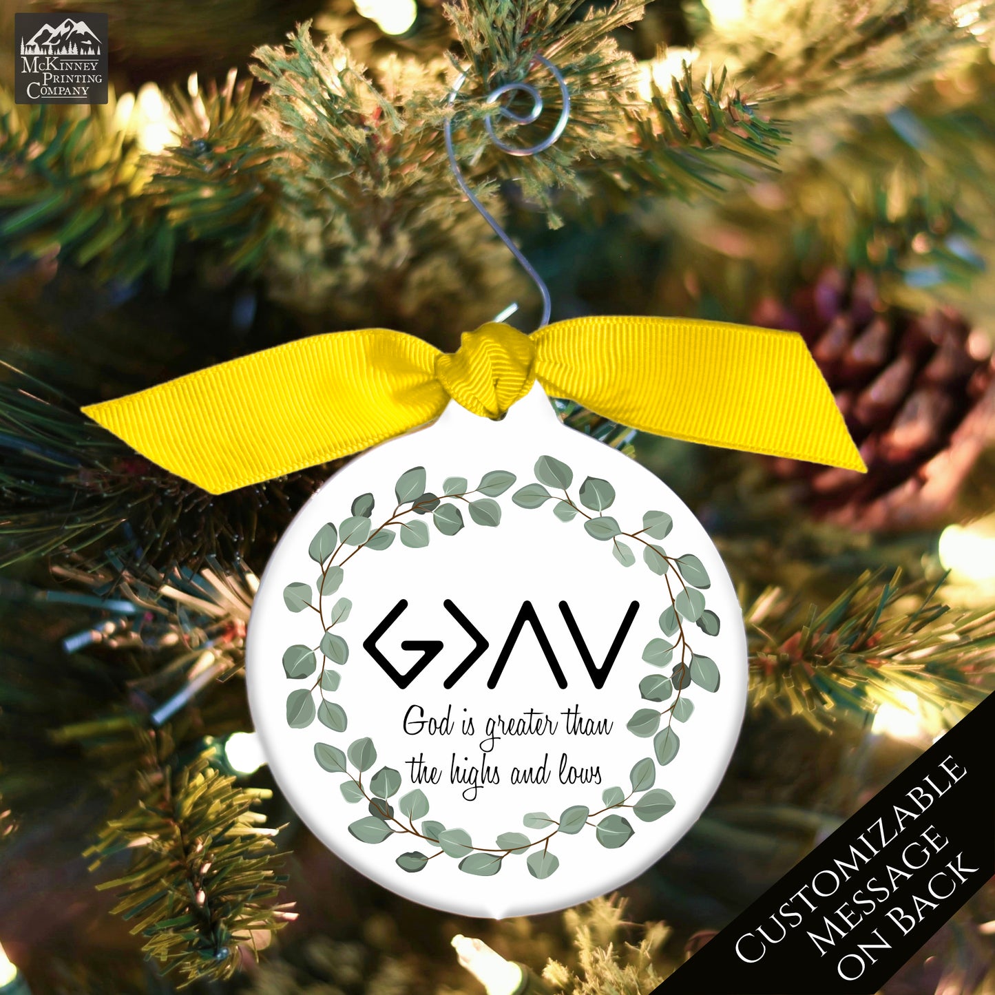God is Greater than the Highs and Lows - Religious Ornament, Custom Christmas Gift