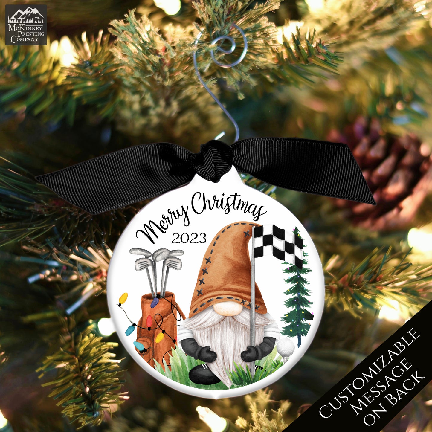 Golf Ornament - Christmas Gifts for Men, Gnome, Personalized
