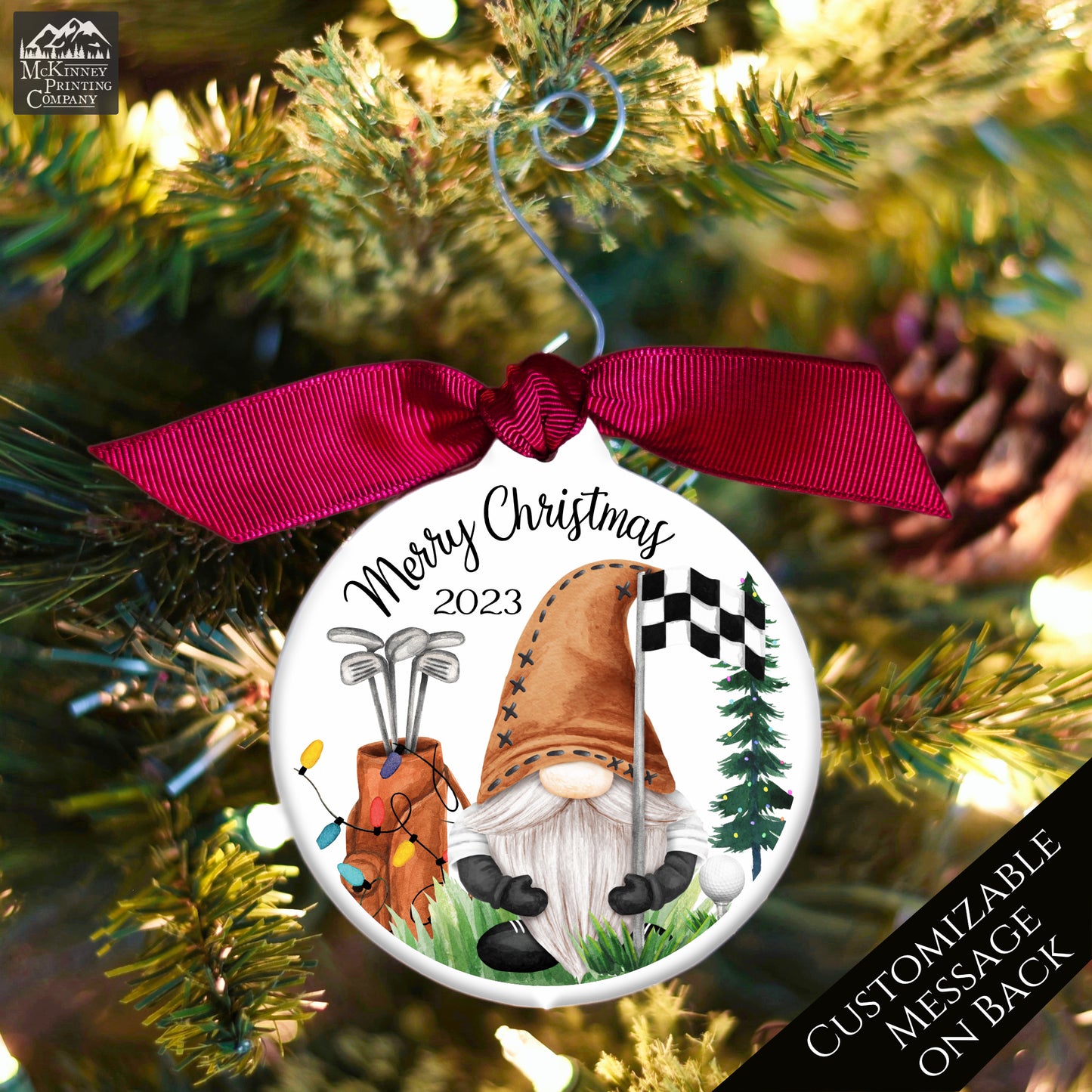 Golf Ornament - Christmas Gifts for Men, Gnome, Personalized