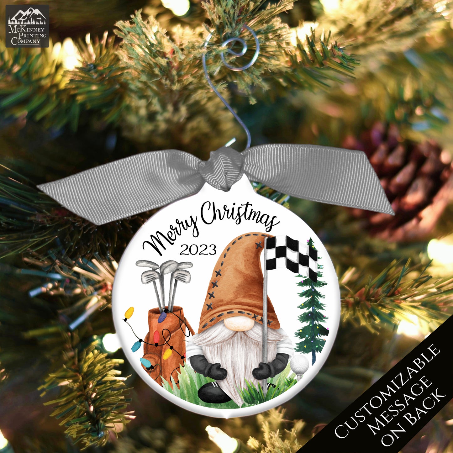 Golf Ornament - Christmas Gifts for Men, Gnome, Personalized