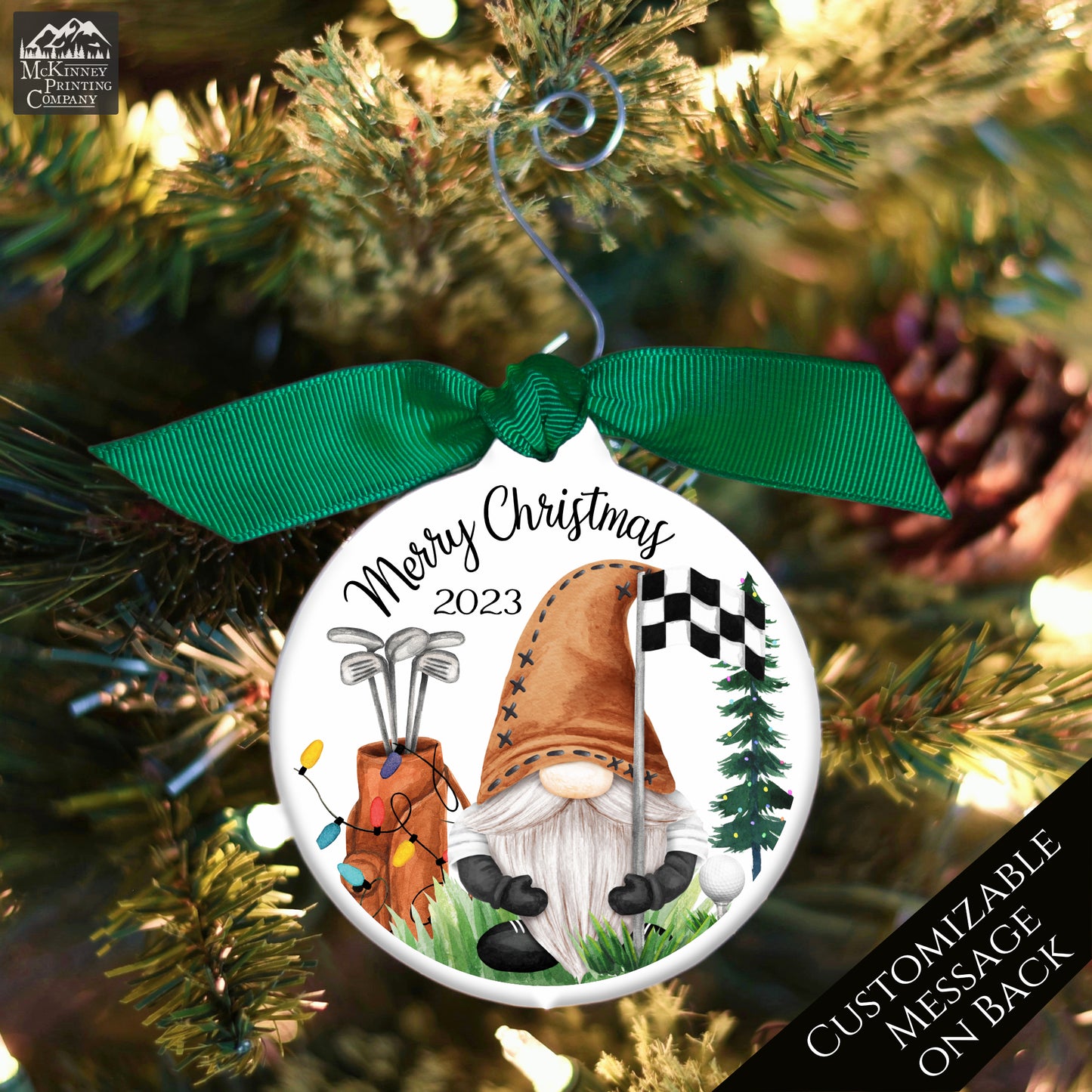 Golf Ornament - Christmas Gifts for Men, Gnome, Personalized