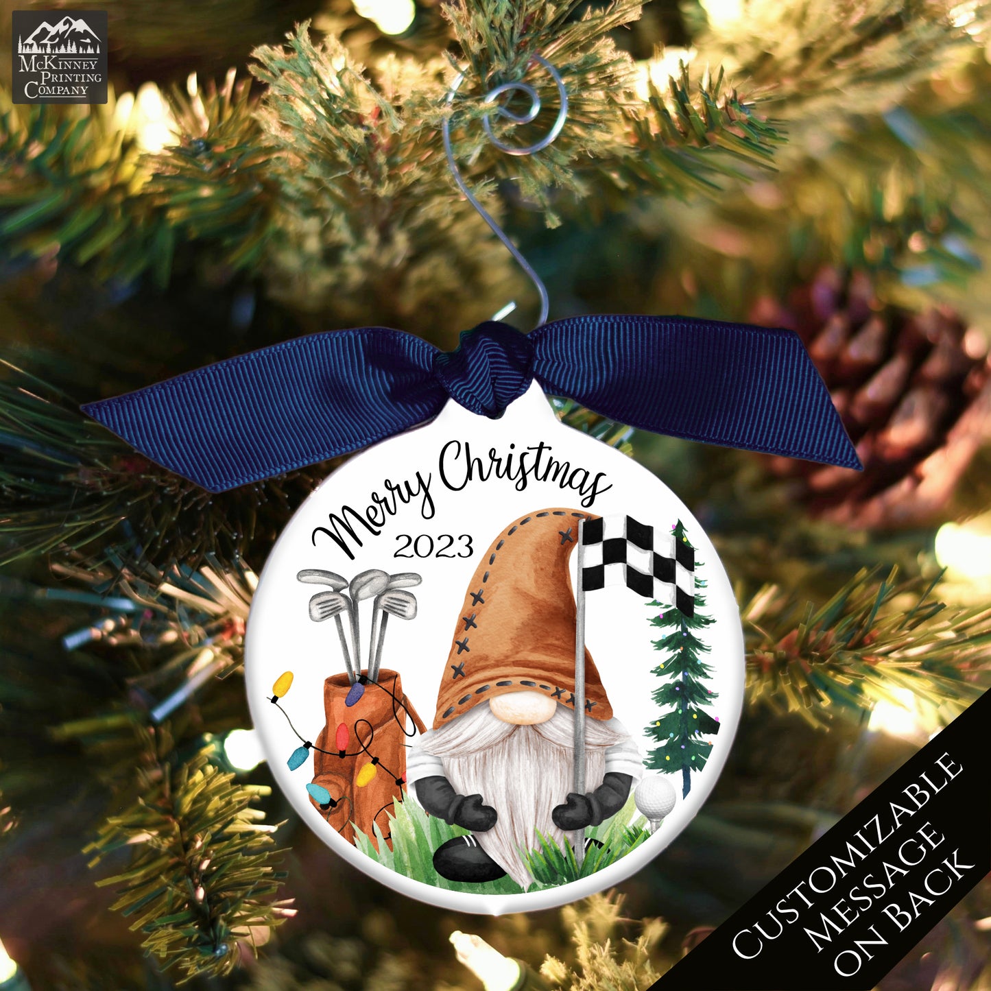 Golf Ornament - Christmas Gifts for Men, Gnome, Personalized