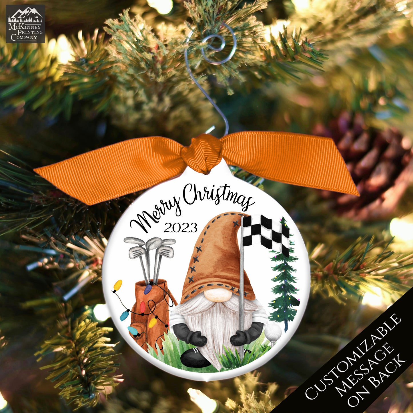Golf Ornament - Christmas Gifts for Men, Gnome, Personalized