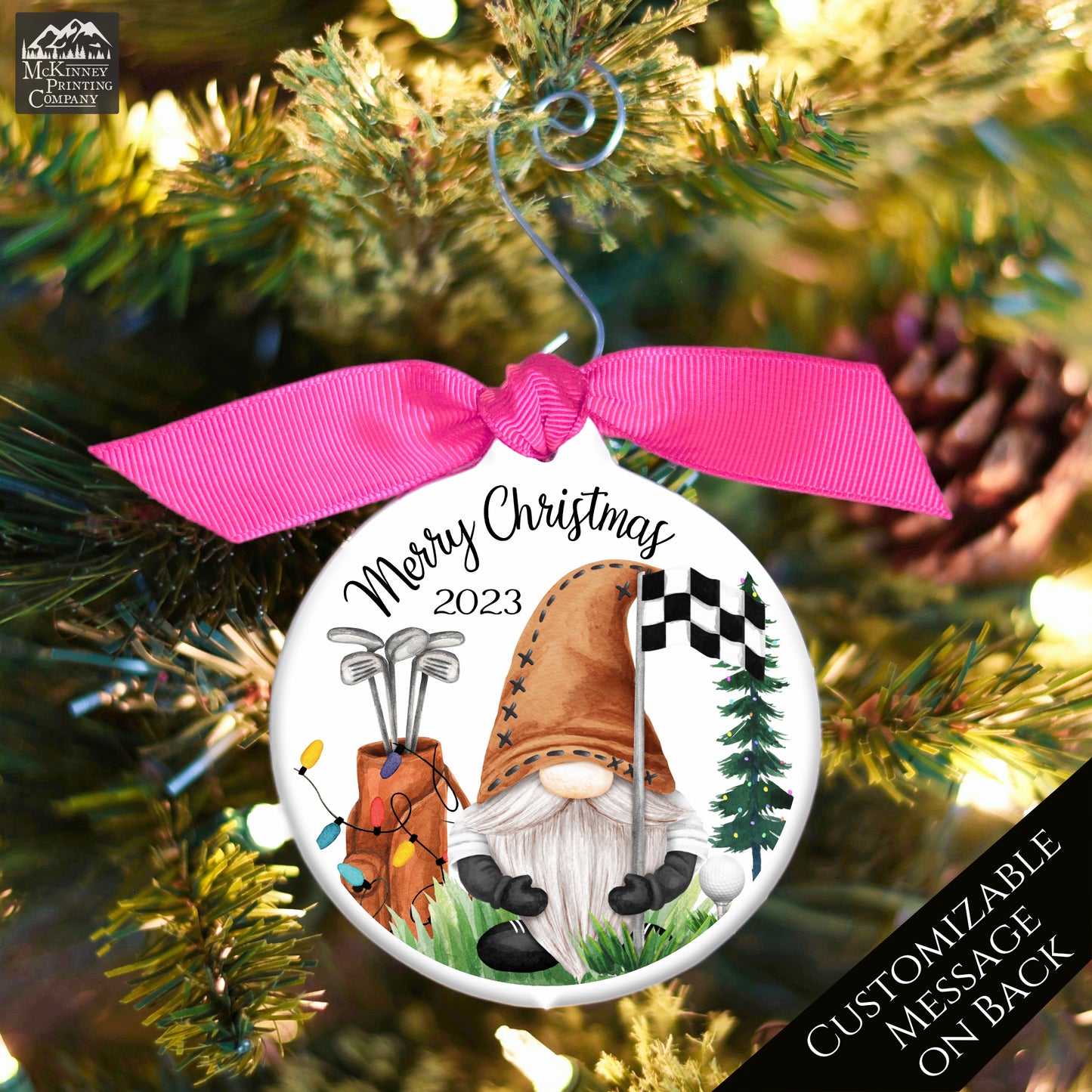 Golf Ornament - Christmas Gifts for Men, Gnome, Personalized