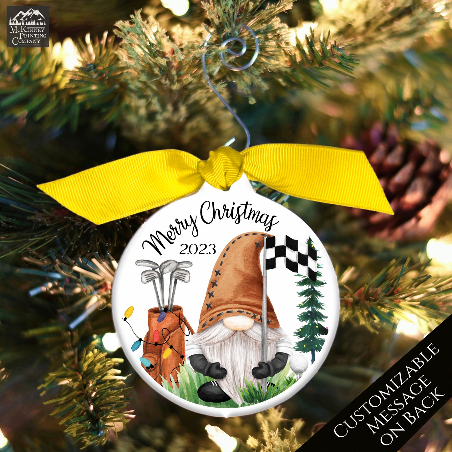 Golf Ornament - Christmas Gifts for Men, Gnome, Personalized